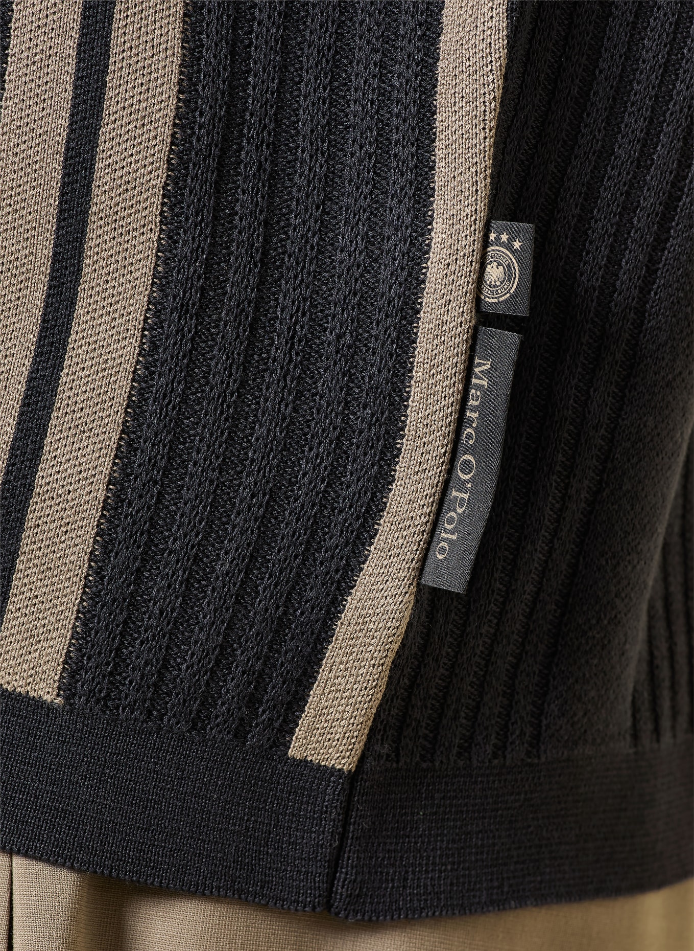 Marc O'Polo Stickad skjorta, regular fit: MÖRKBLÅ / BEIGE