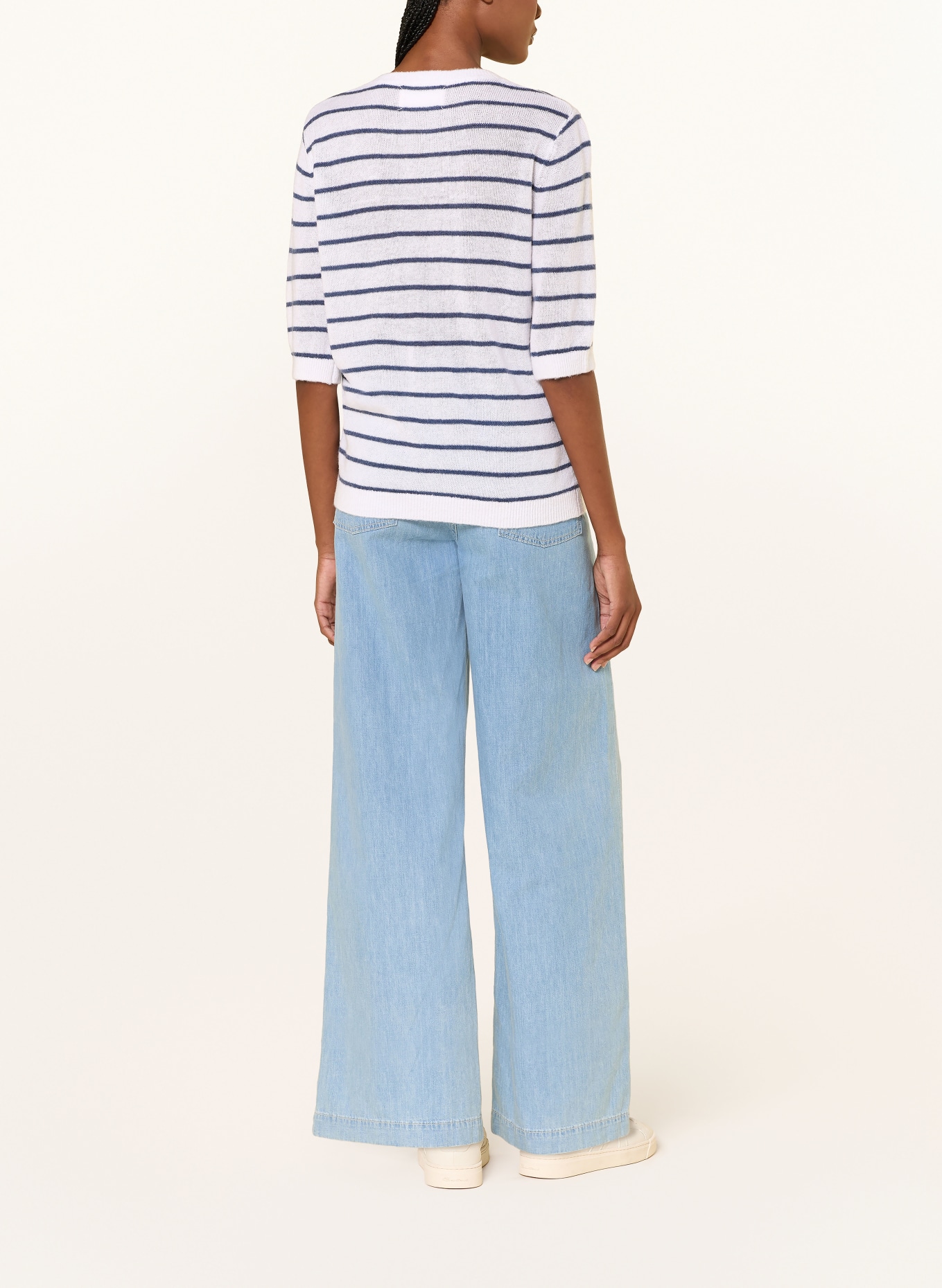 Juvia NANI Knit Shirt: DARK BLUE / WHITE
