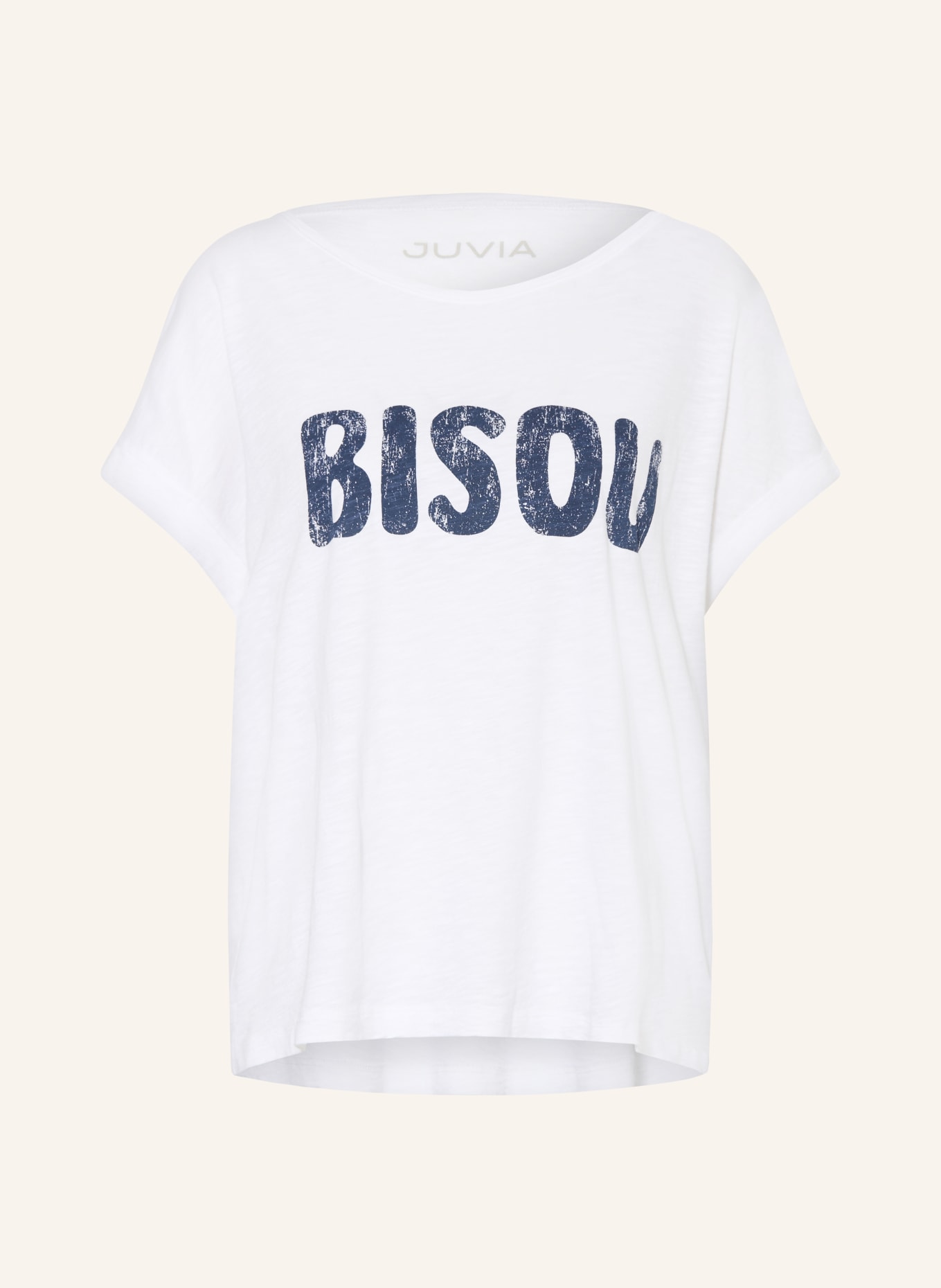 Juvia T-shirt LUCA: WIT / DONKERBLAUW