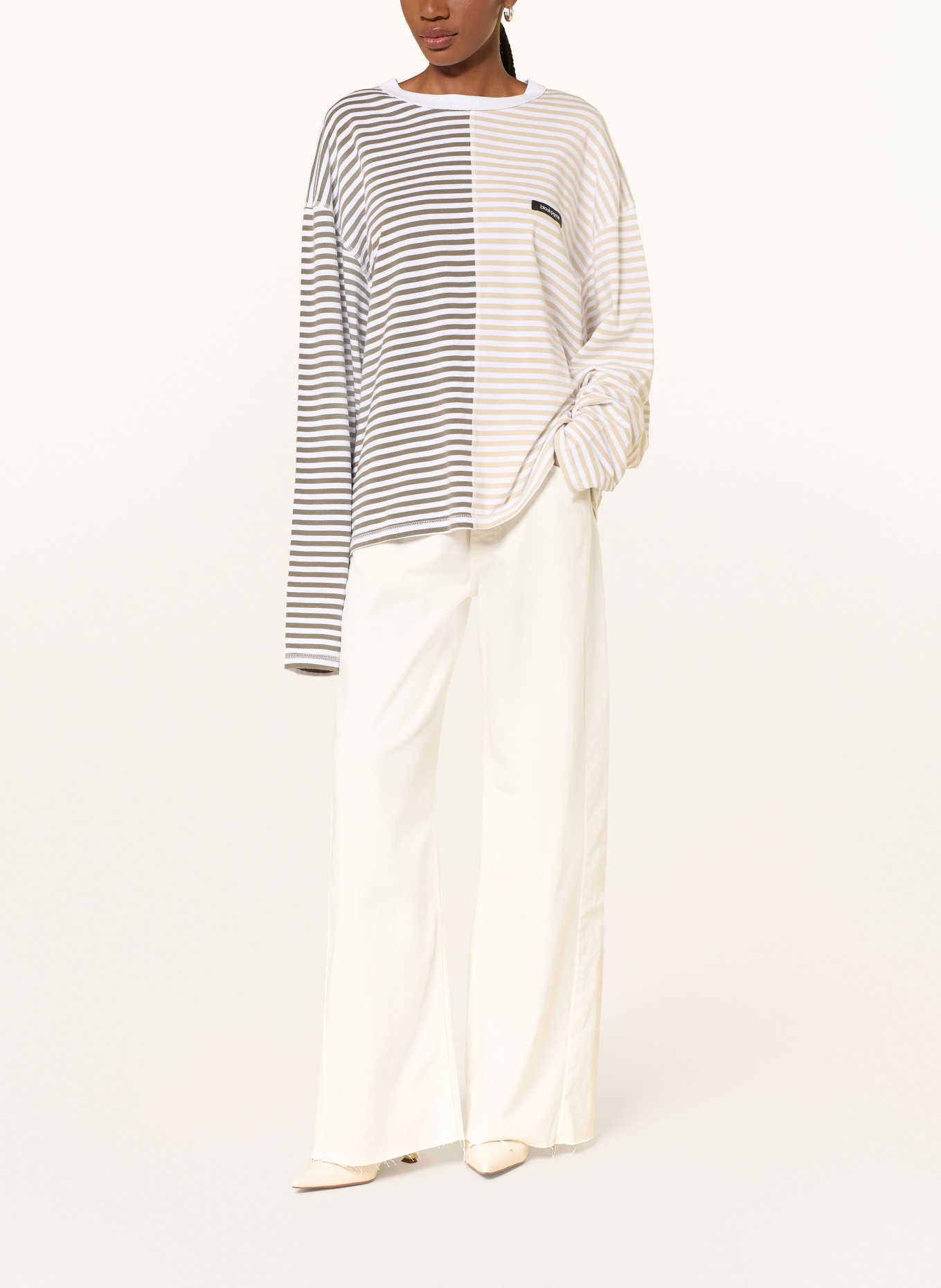 black palms Oversized-Longsleeve ICONIC: WEISS / BEIGE / KHAKI