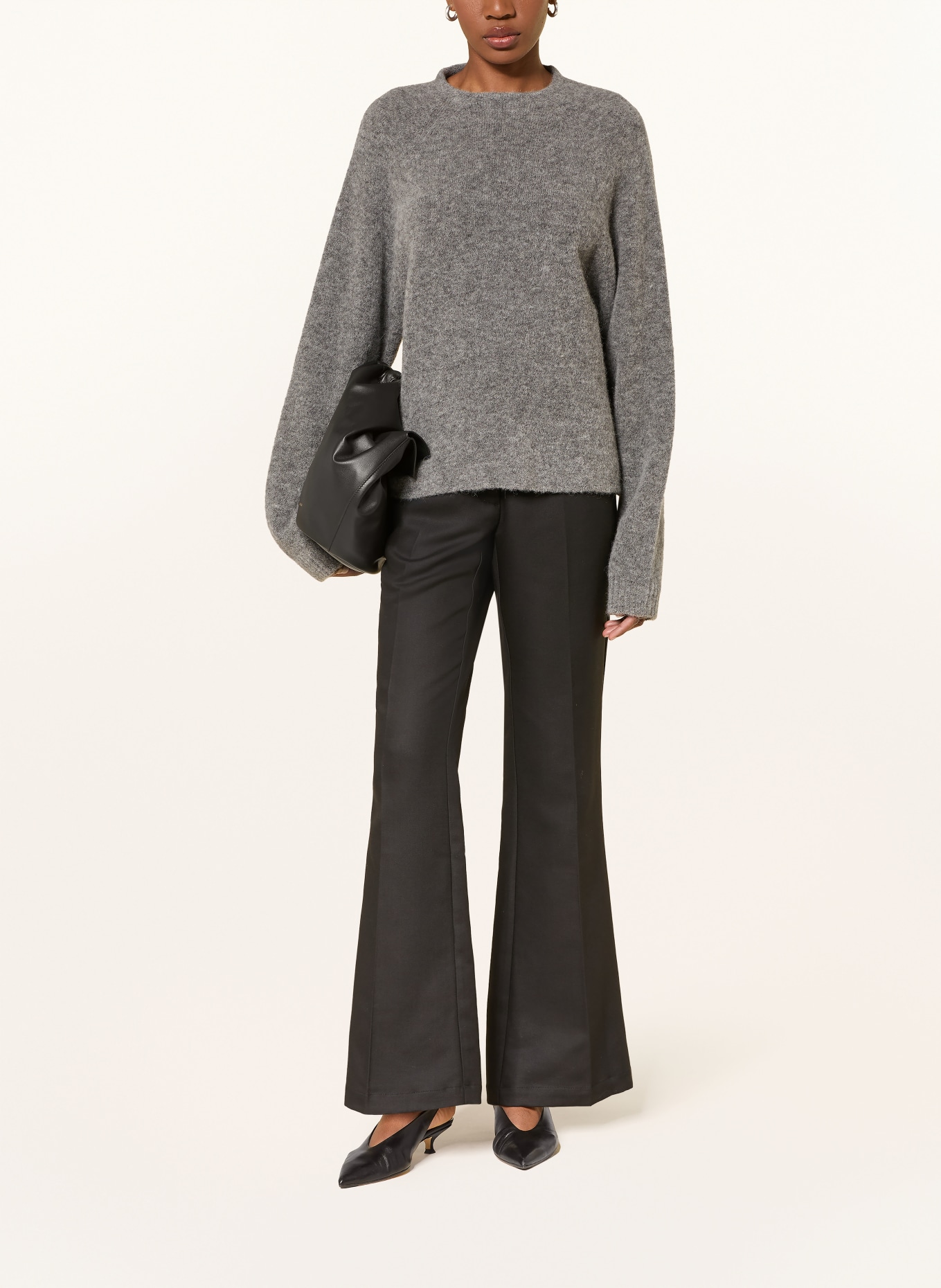 black palms Pullover GRACIEH mit Alpaka und Cut-out: GRAU