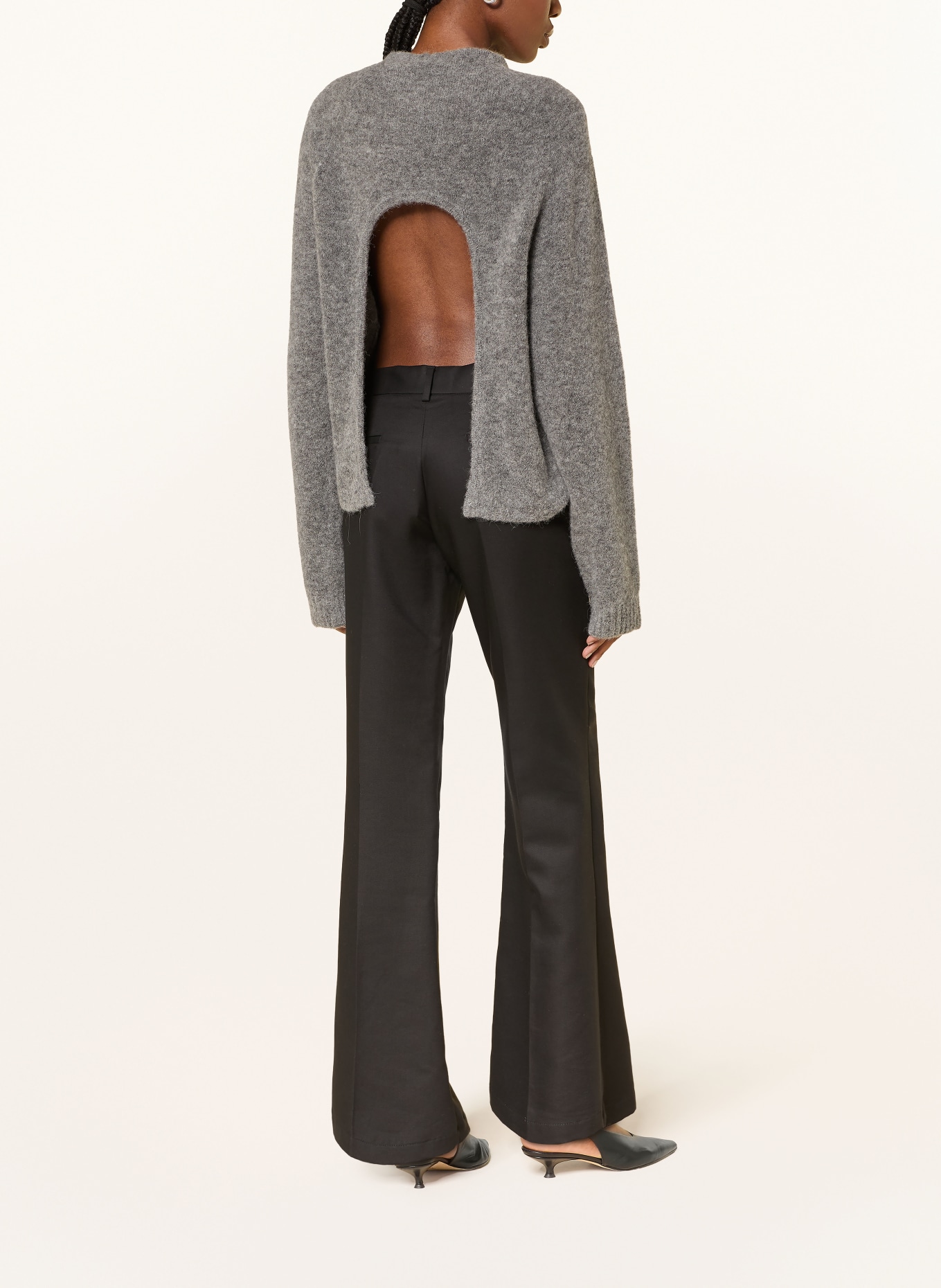 black palms Pullover GRACIEH mit Alpaka und Cut-out: GRAU