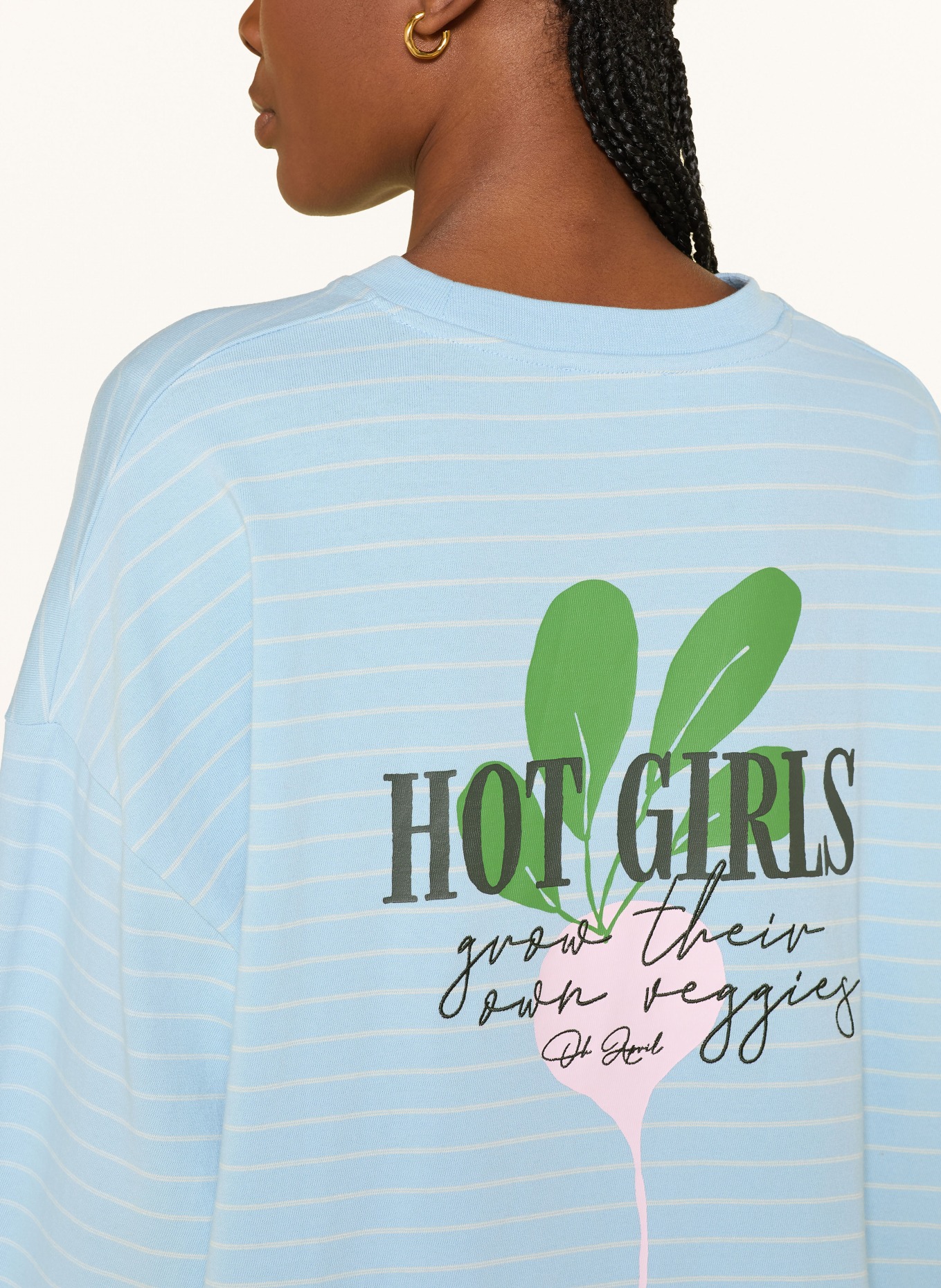OH APRIL Longsleeve HOT GIRLS: HELLBLAU / CREME / GRÜN