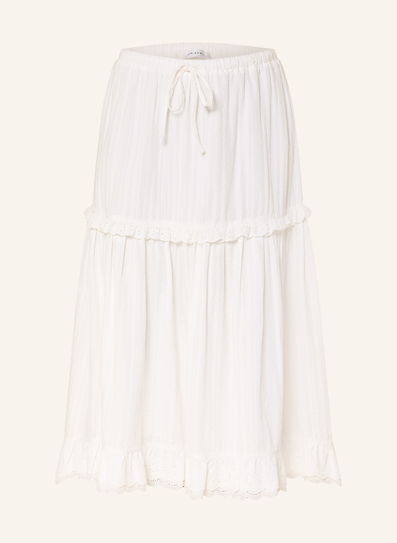 OH APRIL Rock CHRISTEL mit Lochspitze und Rüschen: WEISS