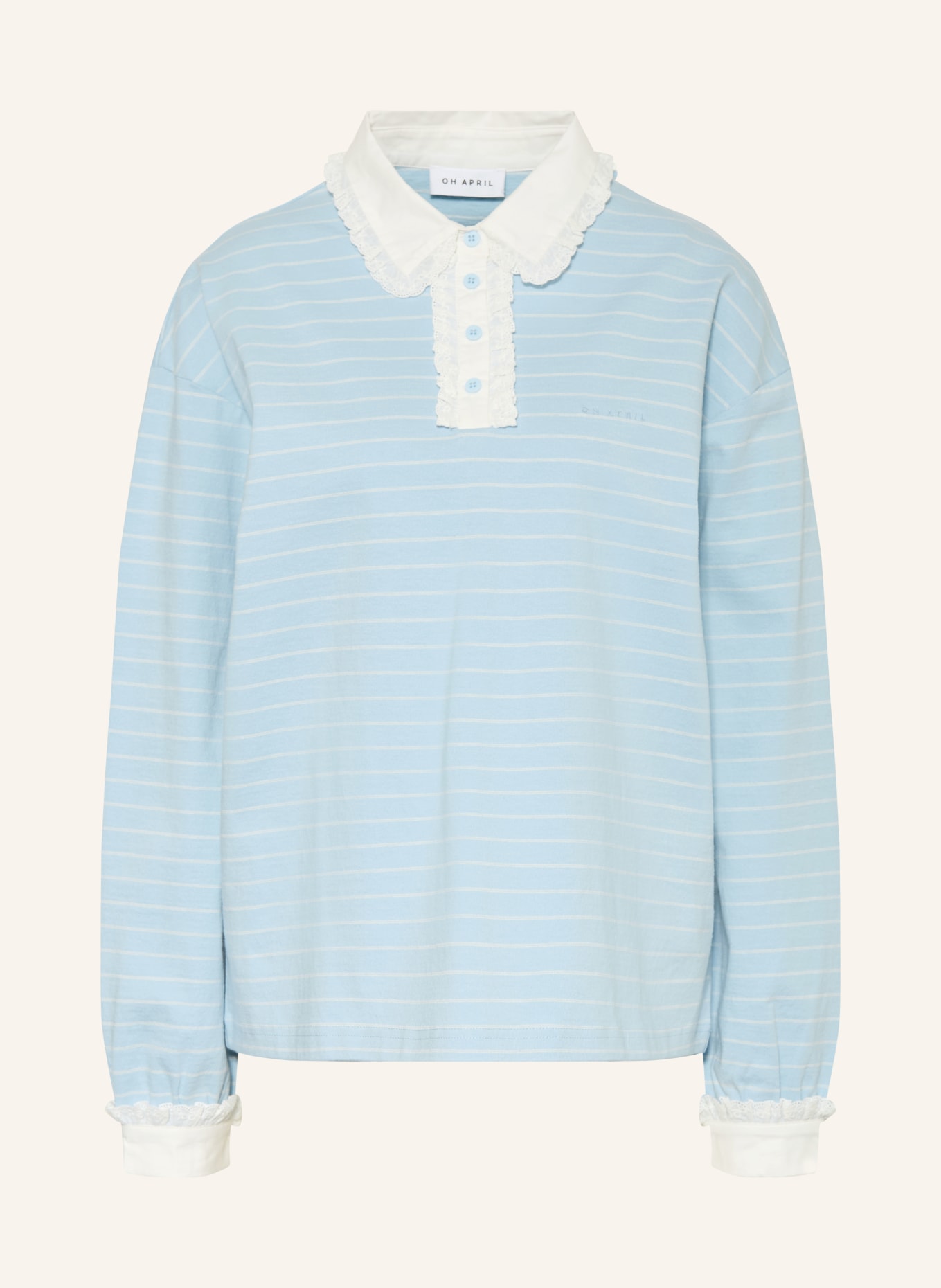 OH APRIL Jersey-Poloshirt JOLINA: HELLBLAU / WEISS