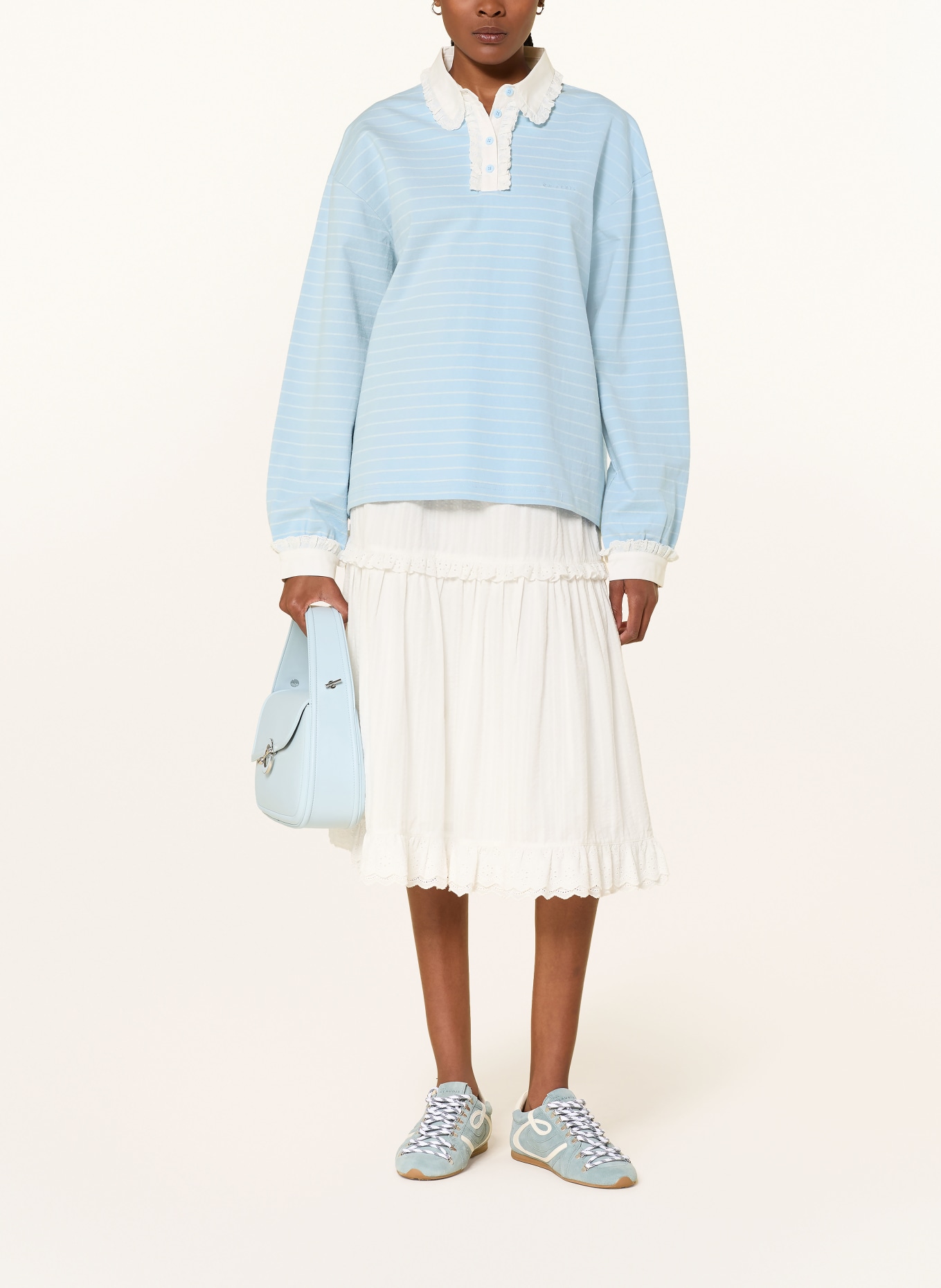 OH APRIL Jersey-Poloshirt JOLINA: HELLBLAU / WEISS