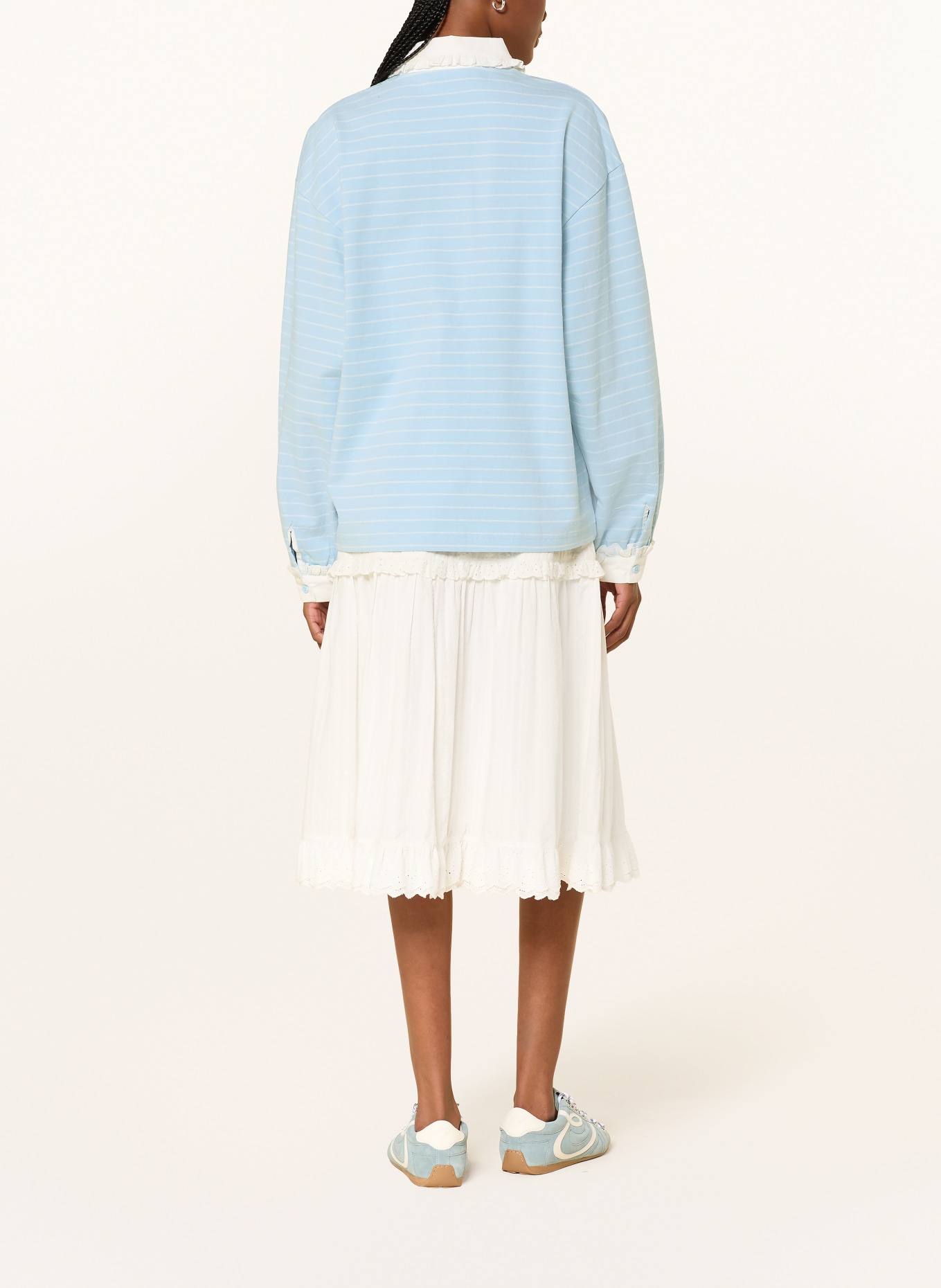 OH APRIL Jersey-Poloshirt JOLINA: HELLBLAU / WEISS