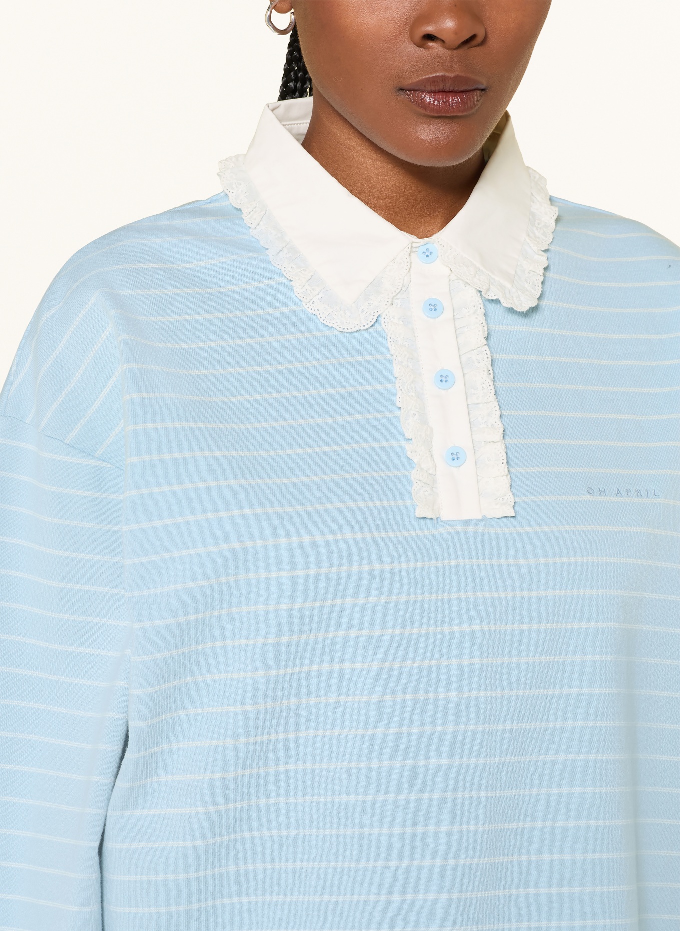 OH APRIL Jersey-Poloshirt JOLINA: HELLBLAU / WEISS