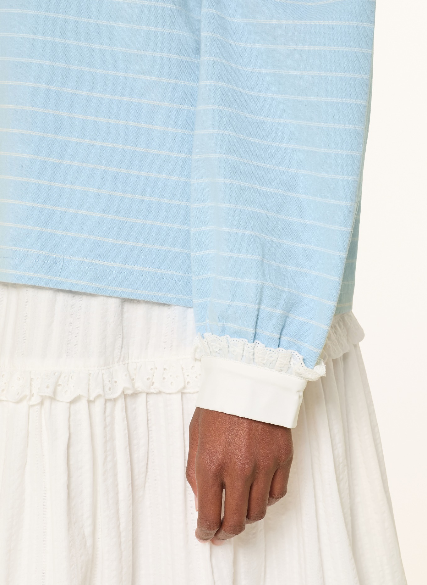 OH APRIL Jersey-Poloshirt JOLINA: HELLBLAU / WEISS