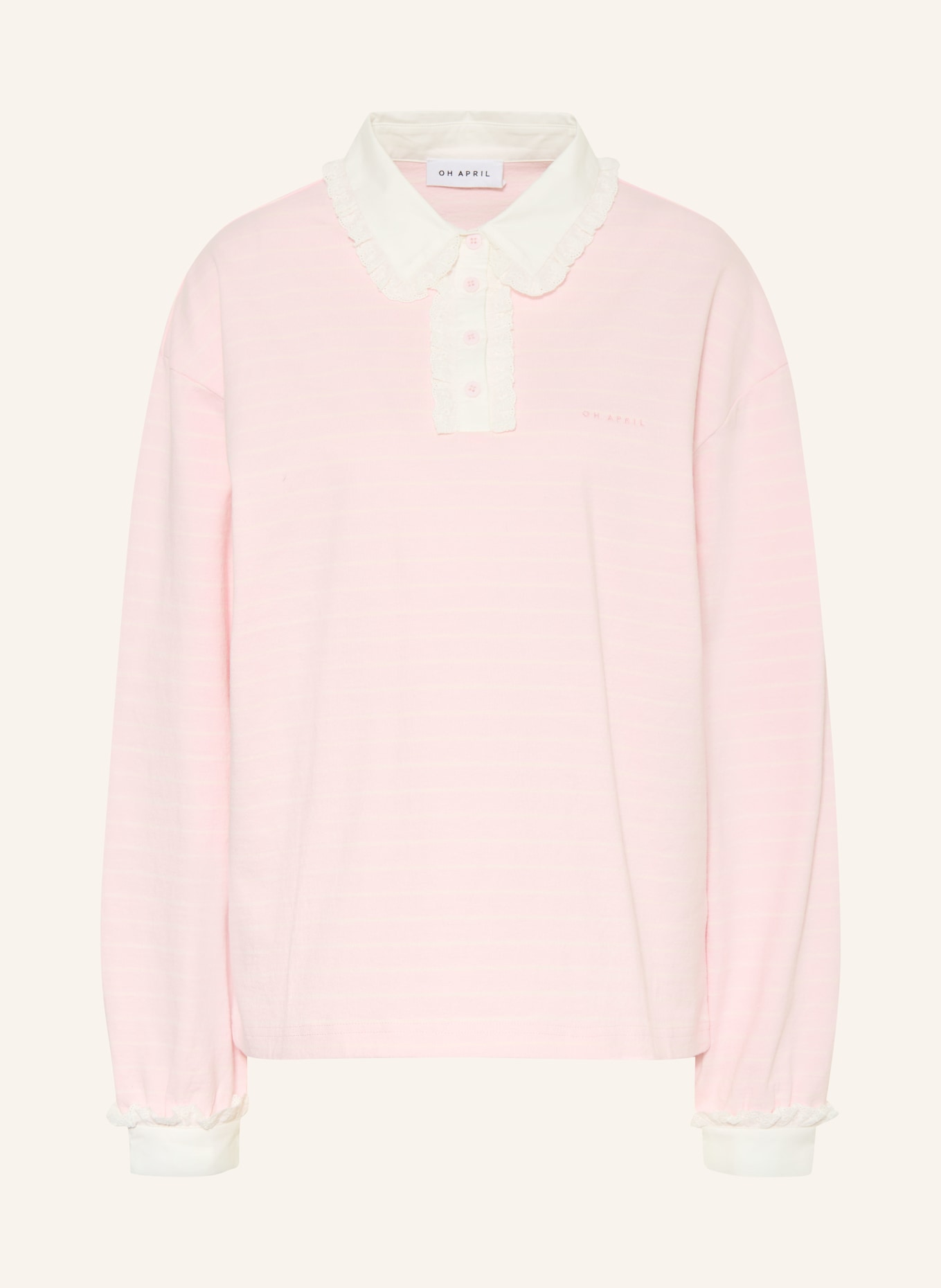 OH APRIL Jersey-Poloshirt JOLINA: ROSA / WEISS