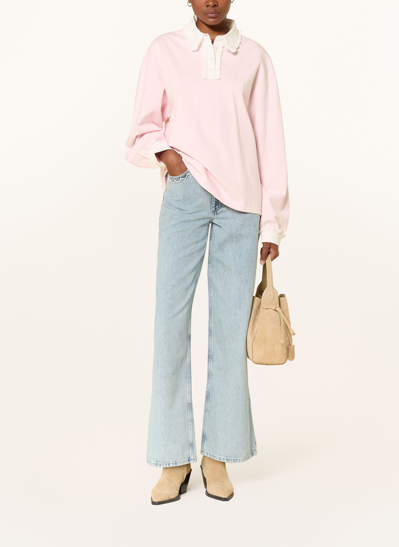 OH APRIL Jersey-Poloshirt JOLINA: ROSA / WEISS