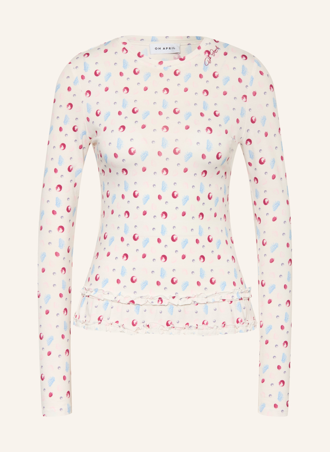 OH APRIL Longsleeve MARIELLA: WEISS / ROT / BLAU