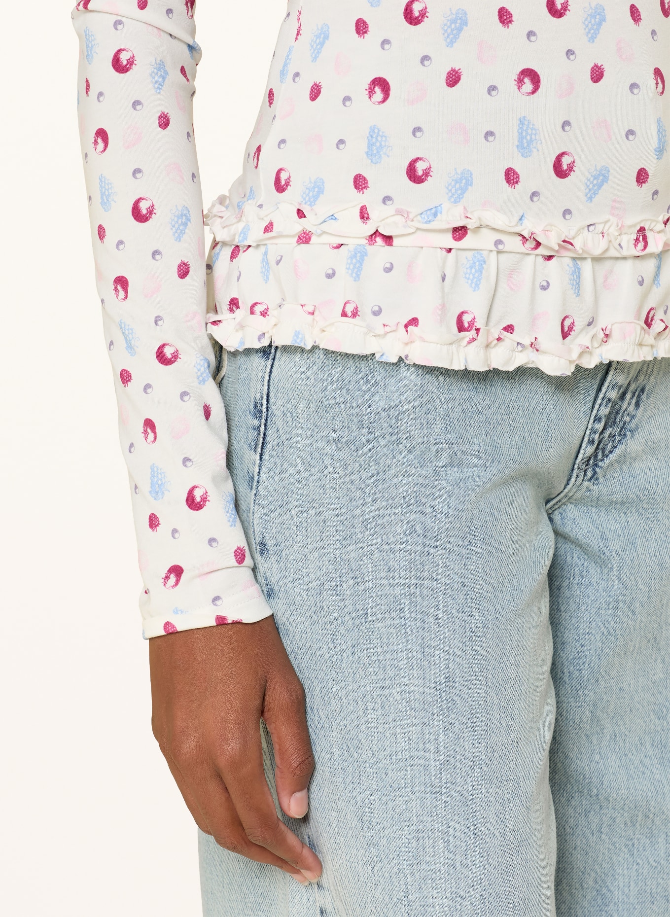 OH APRIL Longsleeve MARIELLA: WEISS / ROT / BLAU