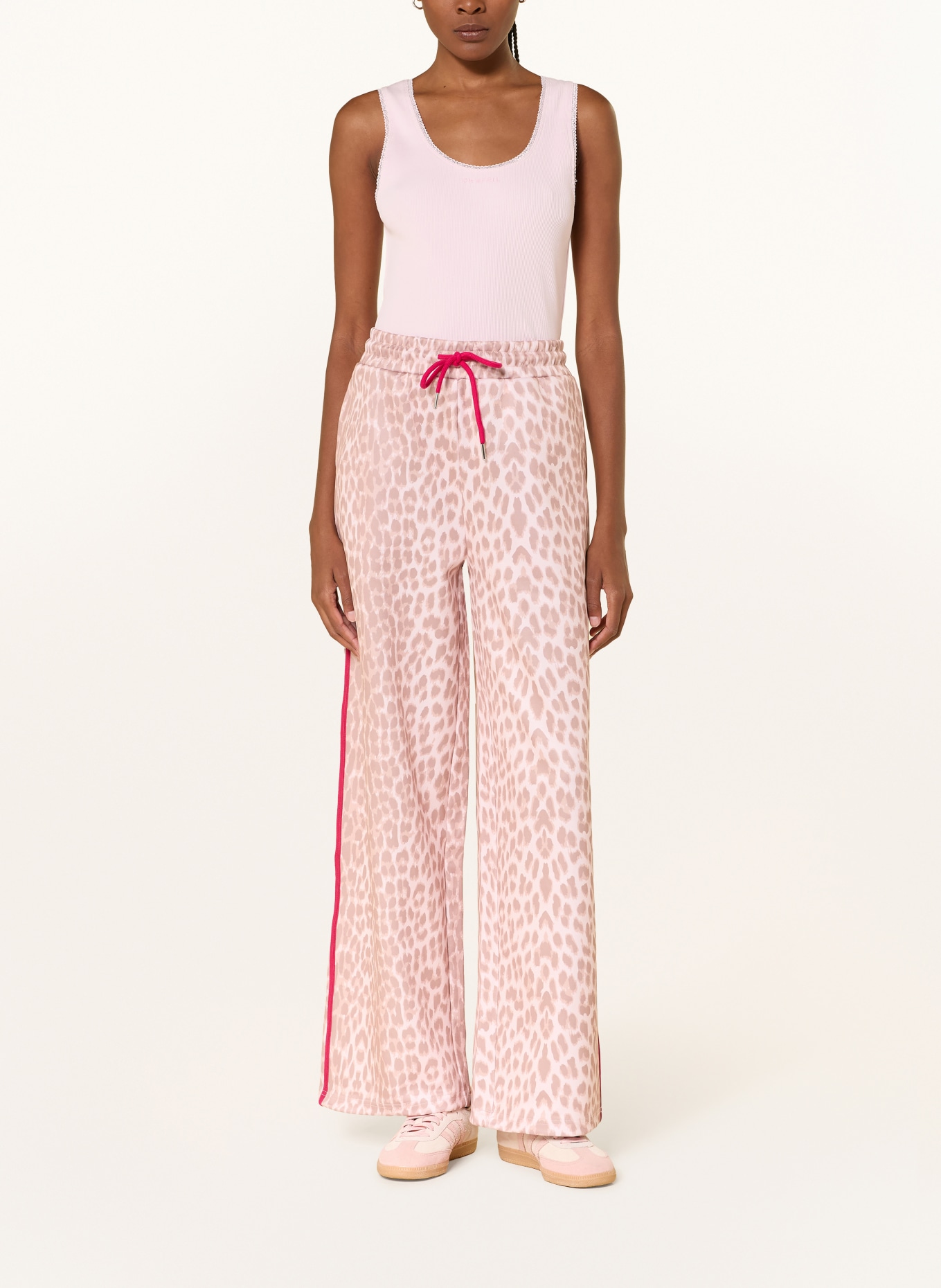 OH APRIL Pantalon de survêtement KAEL à bandes galon: ROSE CLAIR / MARRON CLAIR / MARRON