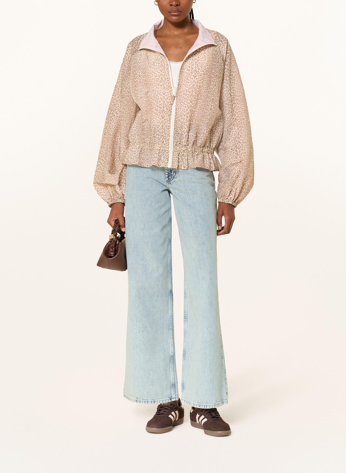 OH APRIL Obratná bunda MAREN: RŮŽOVÁ / SVĚTLE HNĚDÁ / HNĚDÁ