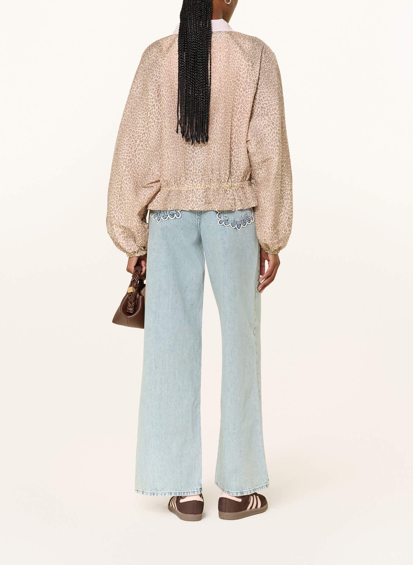 OH APRIL Obratná bunda MAREN: RŮŽOVÁ / SVĚTLE HNĚDÁ / HNĚDÁ