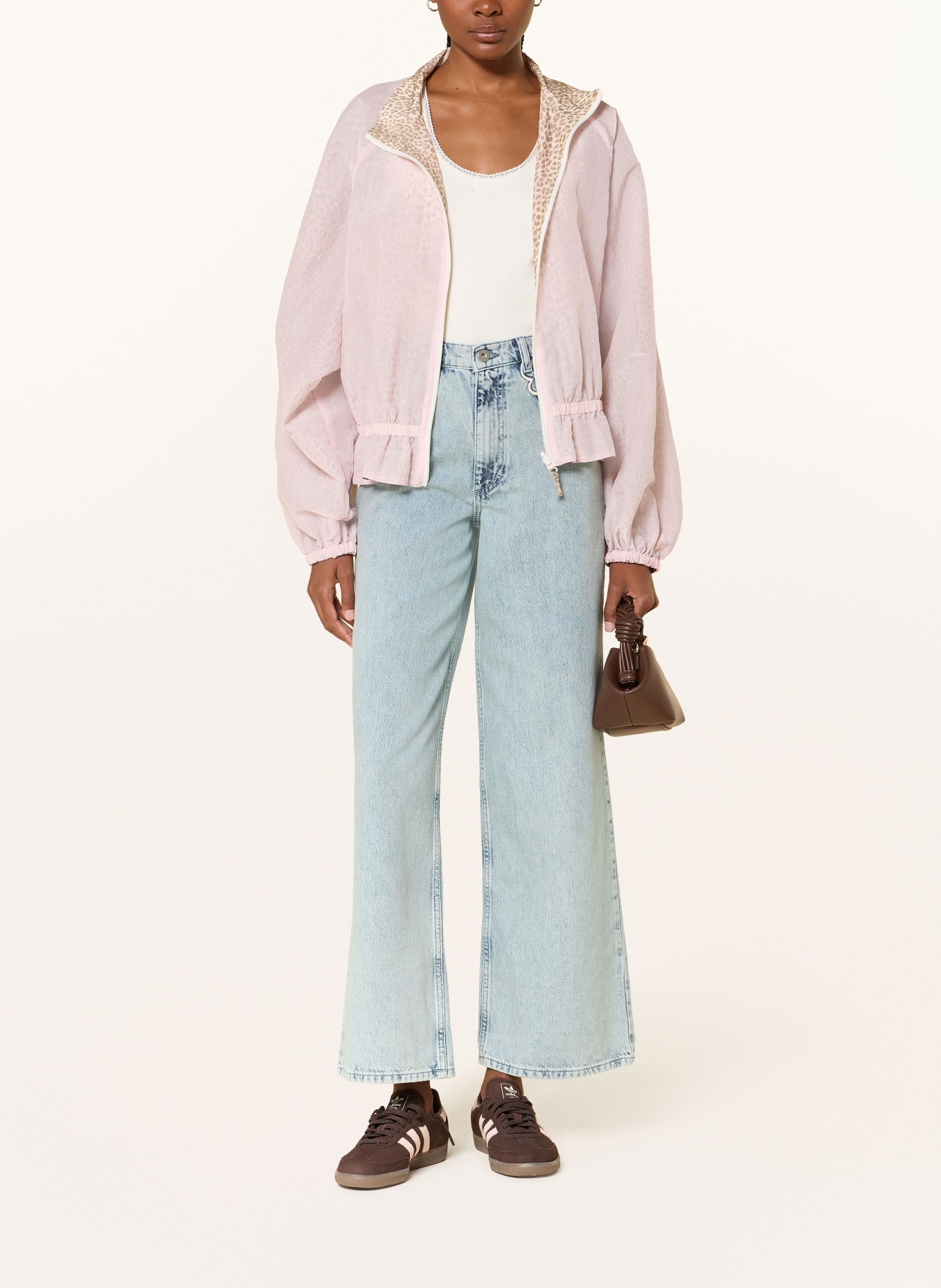 OH APRIL Obratná bunda MAREN: RŮŽOVÁ / SVĚTLE HNĚDÁ / HNĚDÁ