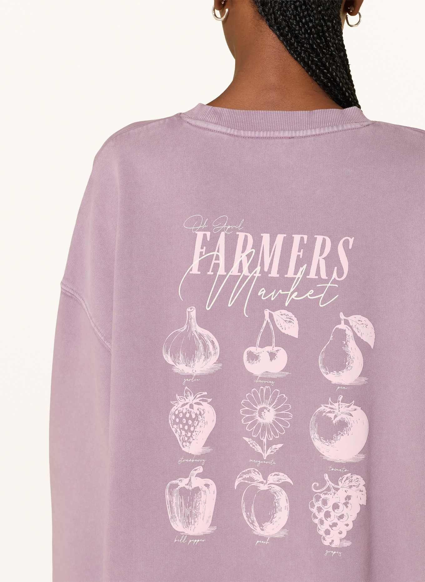 OH APRIL Bluza oversize FARMERS MARKET: LILA / JASNOFIOLETOWY / BIAŁY