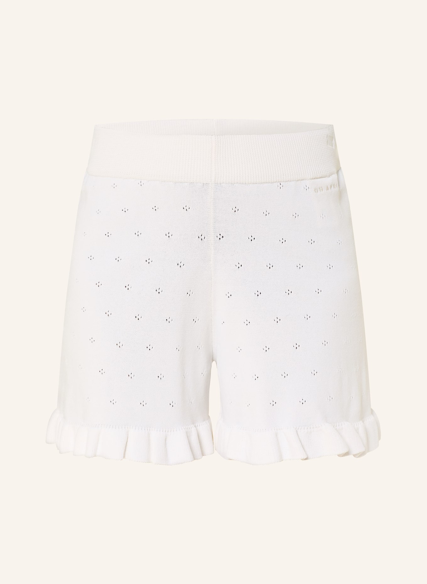 OH APRIL Short en maille LILOU à volants: BLANC