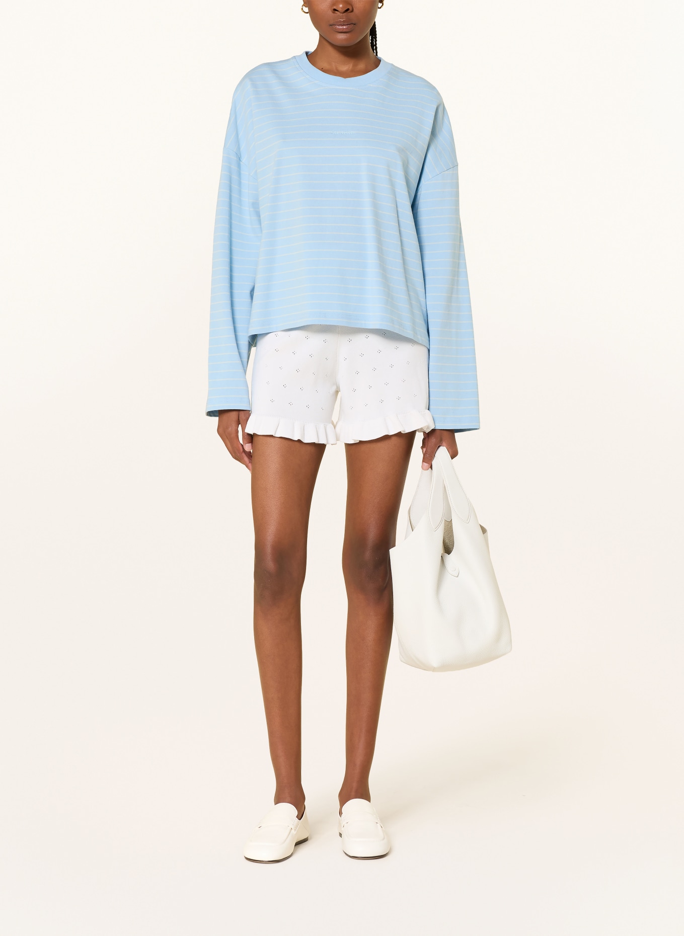 OH APRIL Short en maille LILOU à volants: BLANC