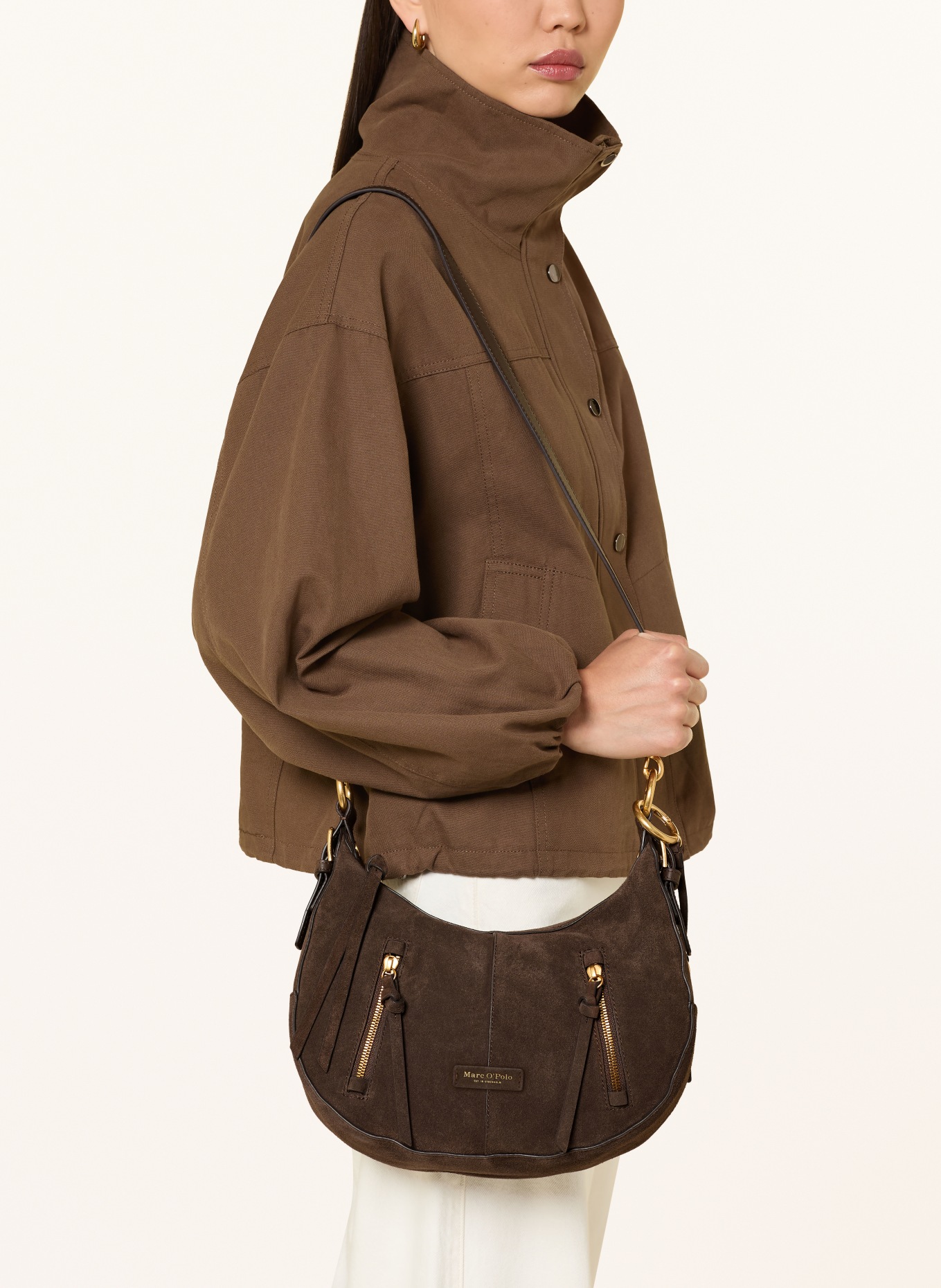 Marc O'Polo Shoulder bag: DARK BROWN / GOLD