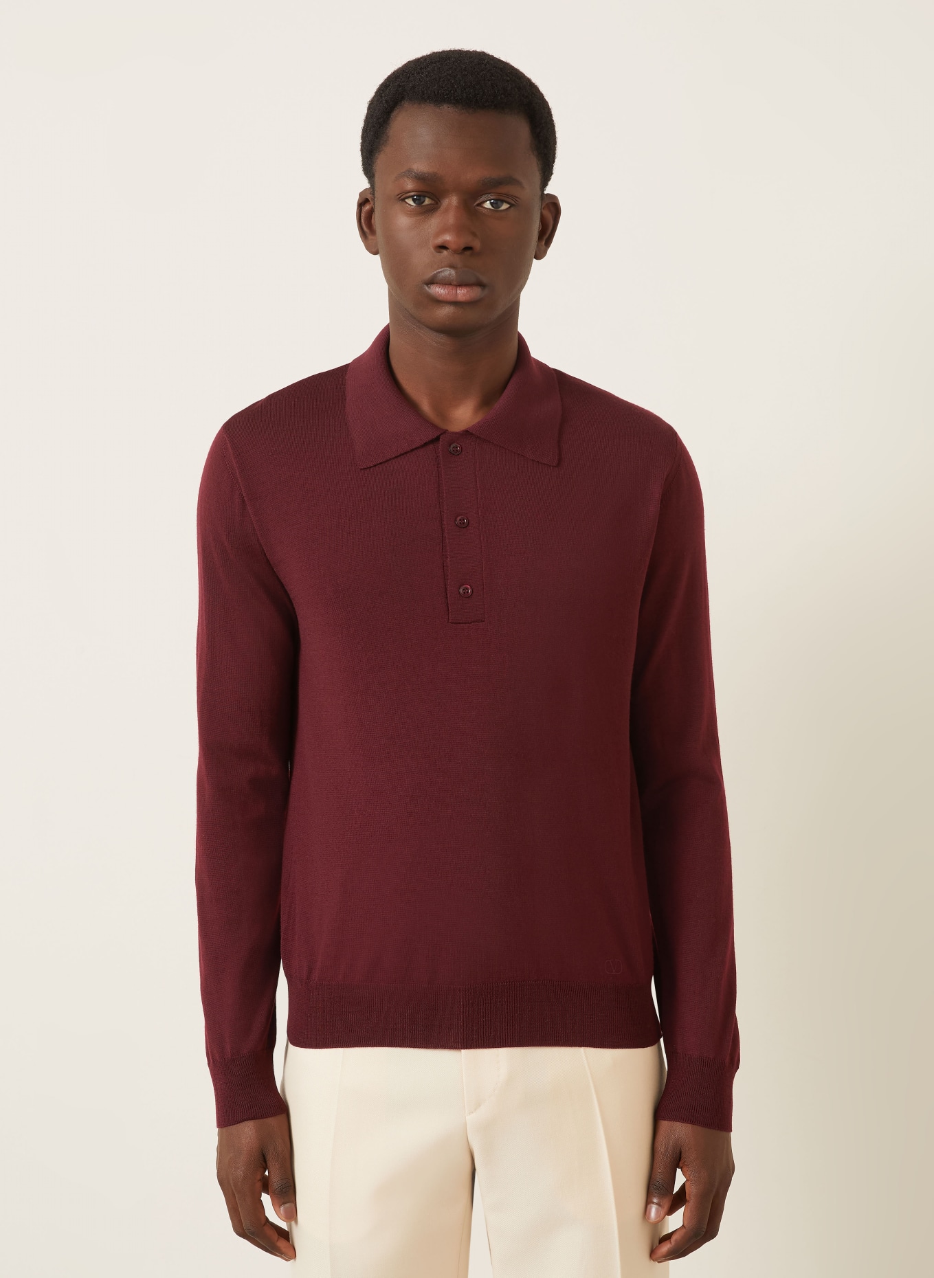VALENTINO Strick-Poloshirt: DUNKELROT