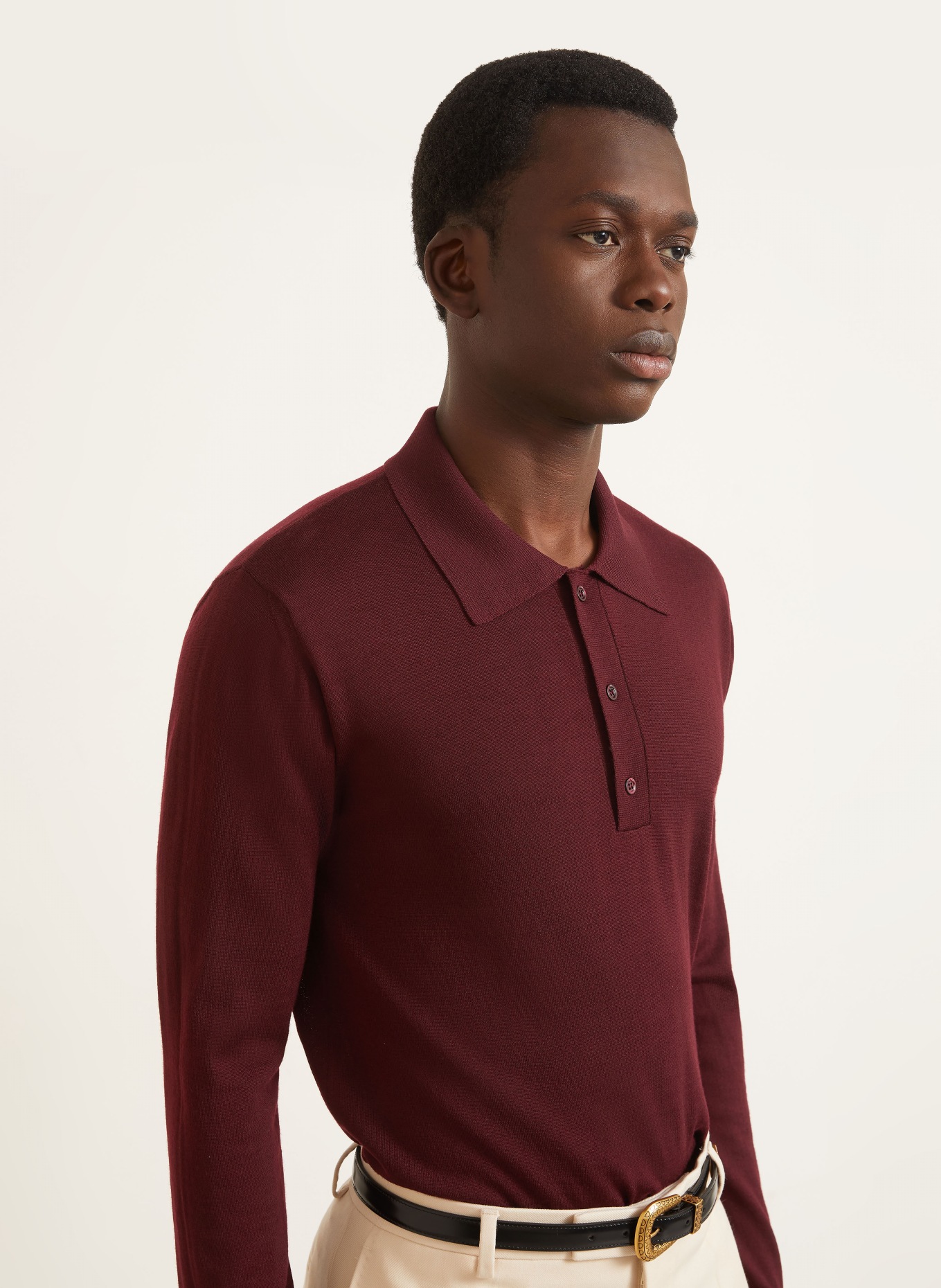 VALENTINO Strick-Poloshirt: DUNKELROT