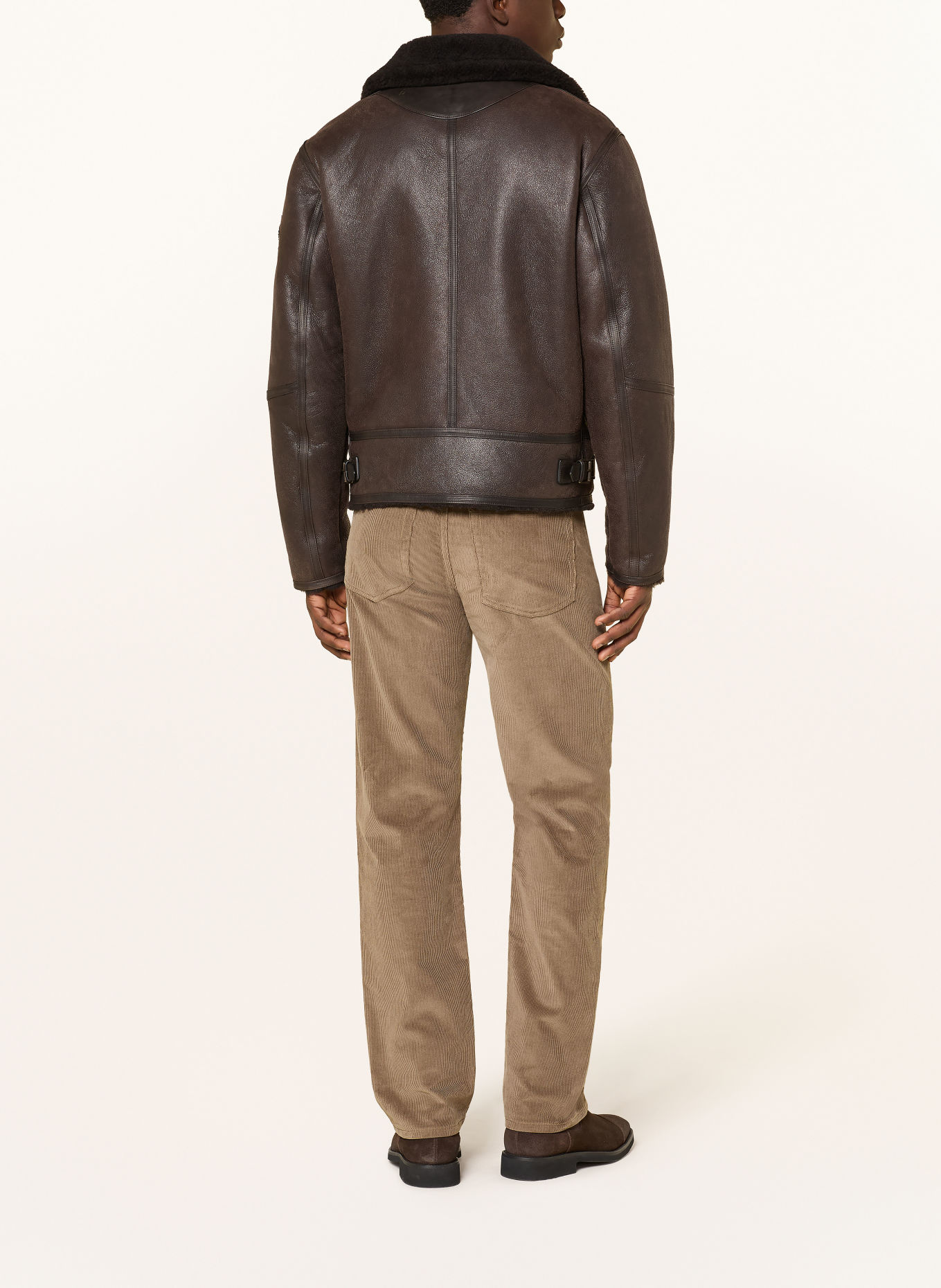 BELSTAFF BUXTON Leather Jacket: BROWN / DARK BROWN