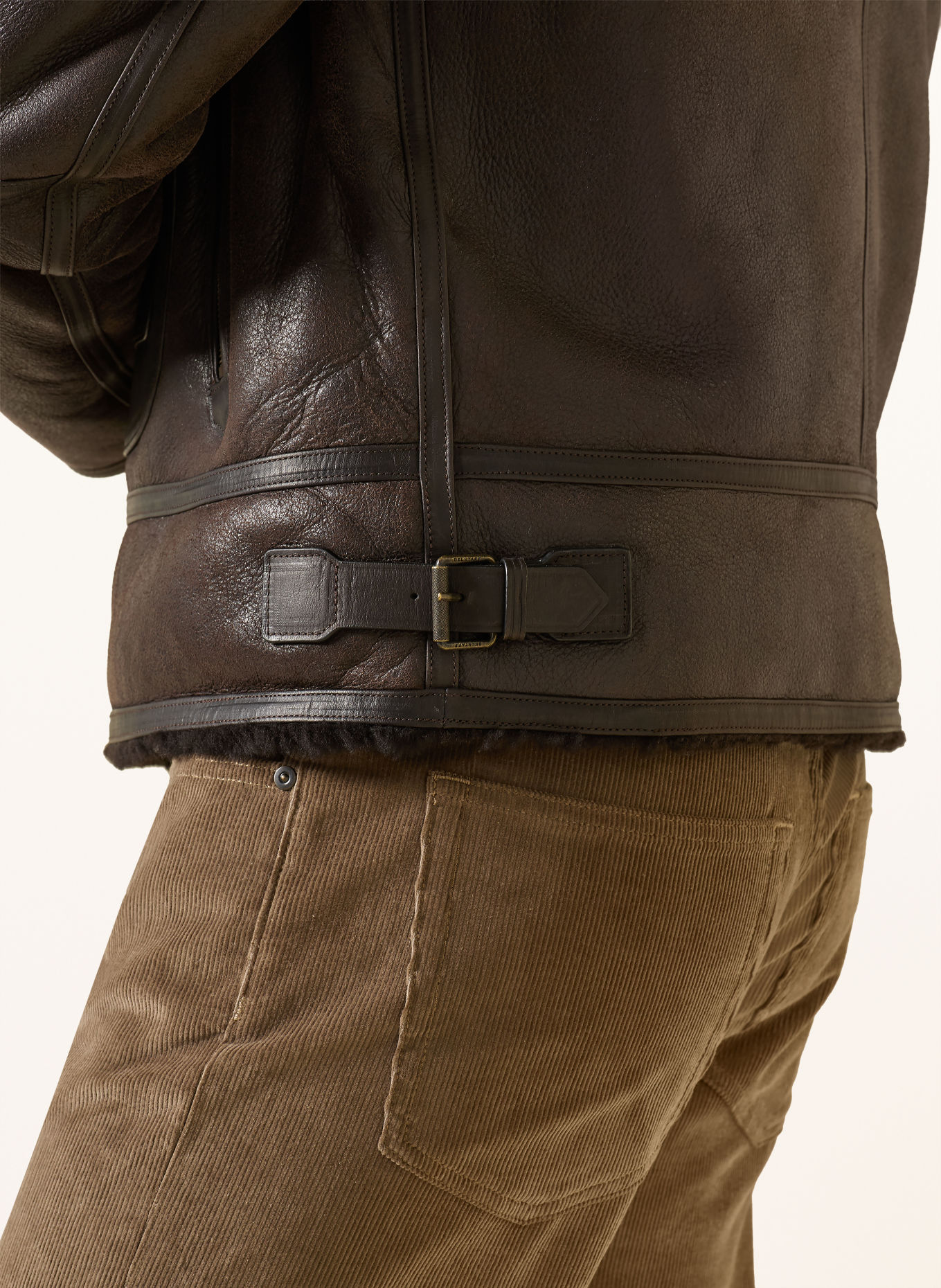 BELSTAFF BUXTON Leather Jacket: BROWN / DARK BROWN