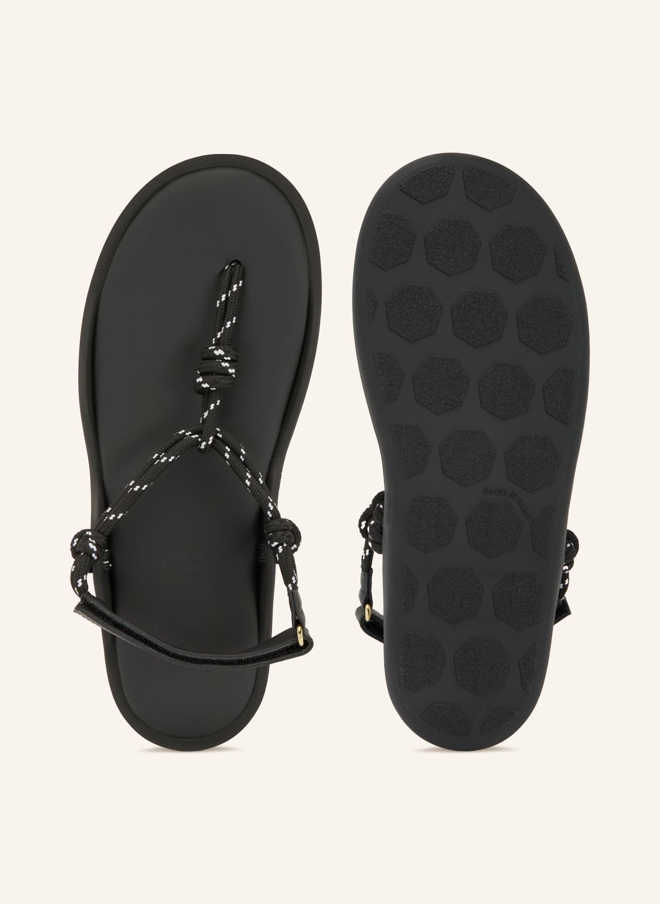 Flòwze Zehentrenner: SCHWARZ / WEISS