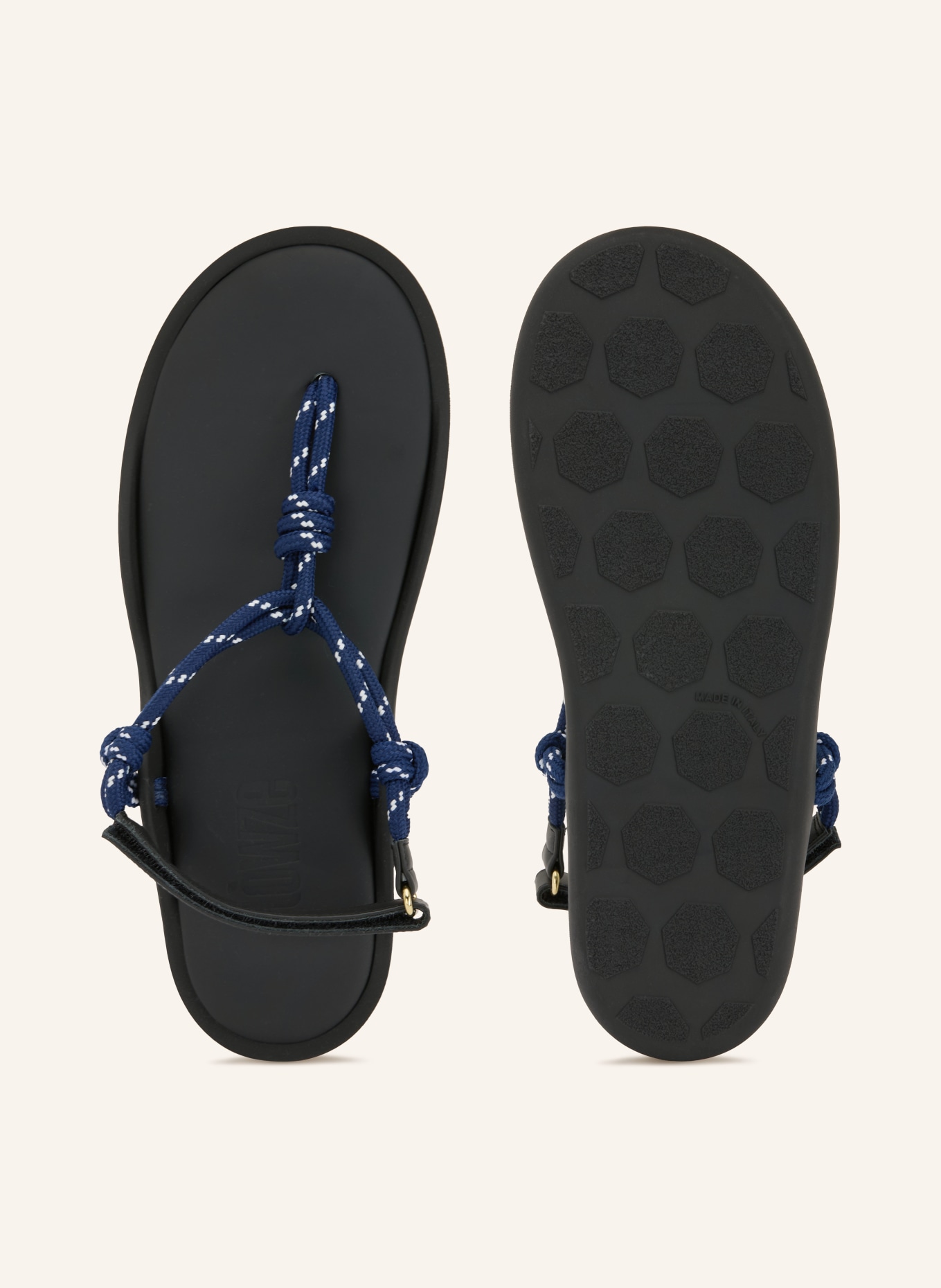 Flòwze Zehentrenner: BLAU / WEISS