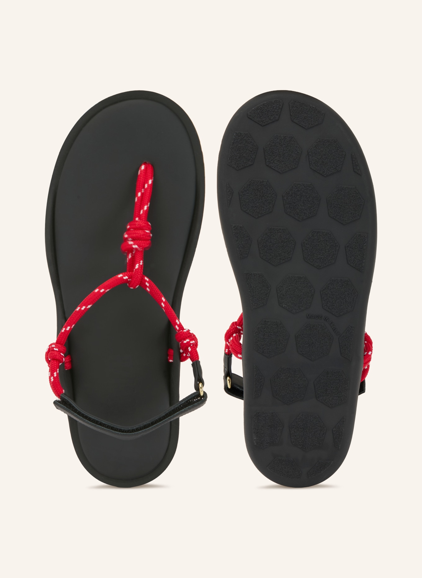 Flòwze Zehentrenner: ROT / WEISS / SCHWARZ