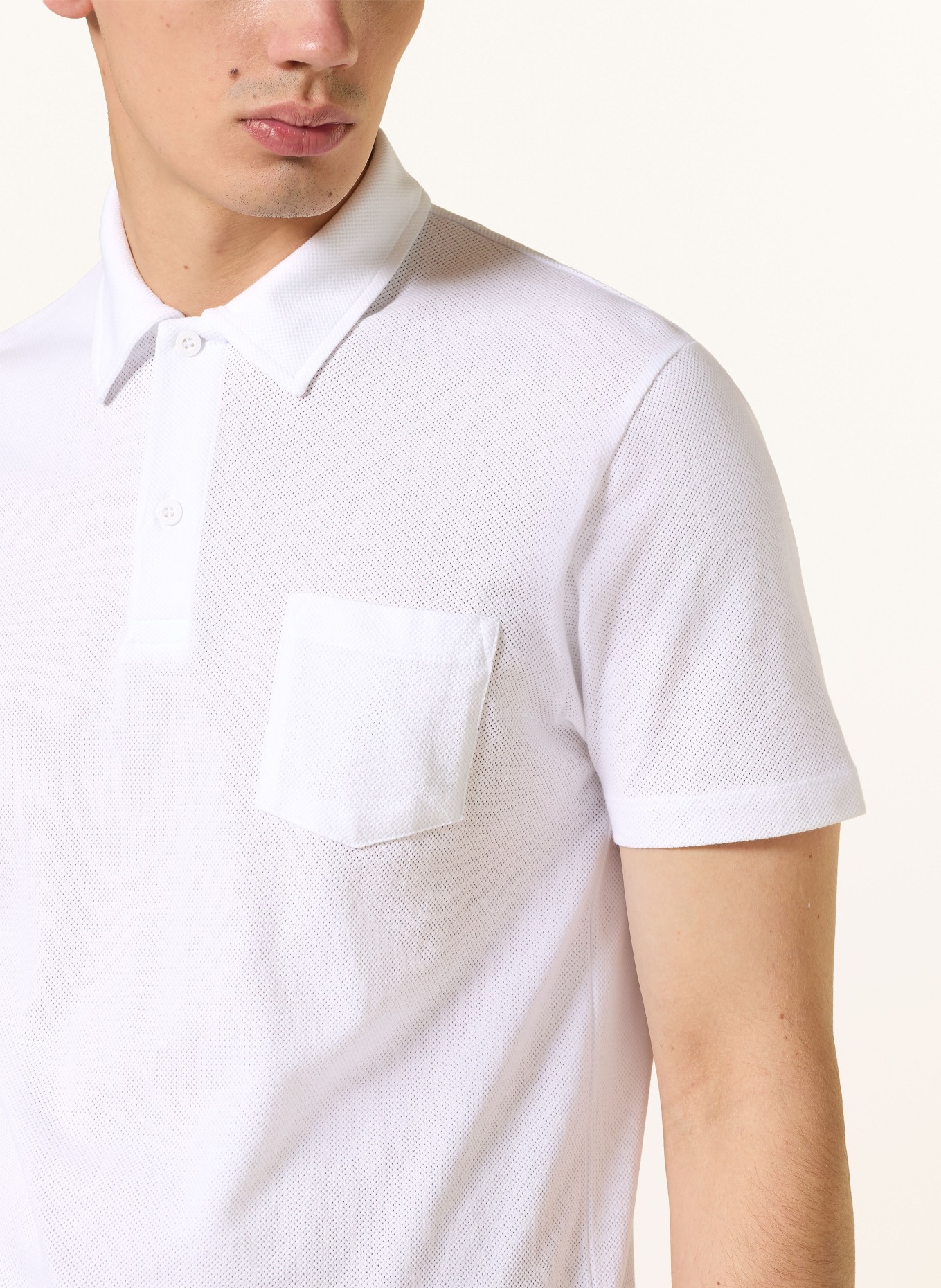 Sunspel Strick-Poloshirt RIVIERA: WEISS