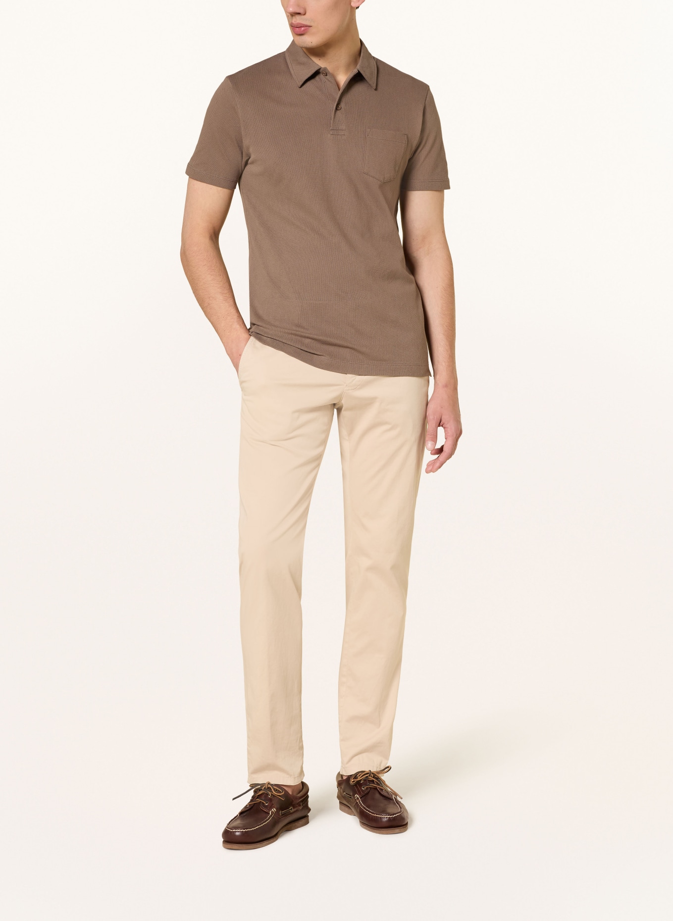 Sunspel Strick-Poloshirt RIVIERA: TAUPE