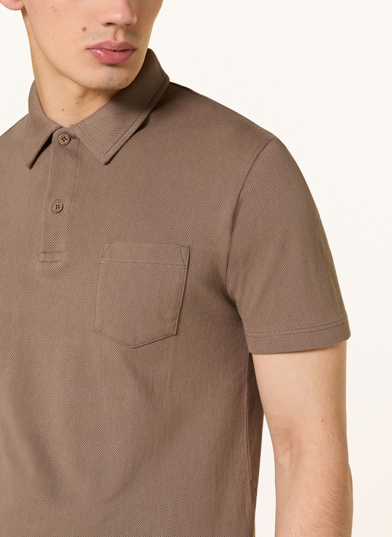 Sunspel Strick-Poloshirt RIVIERA: TAUPE