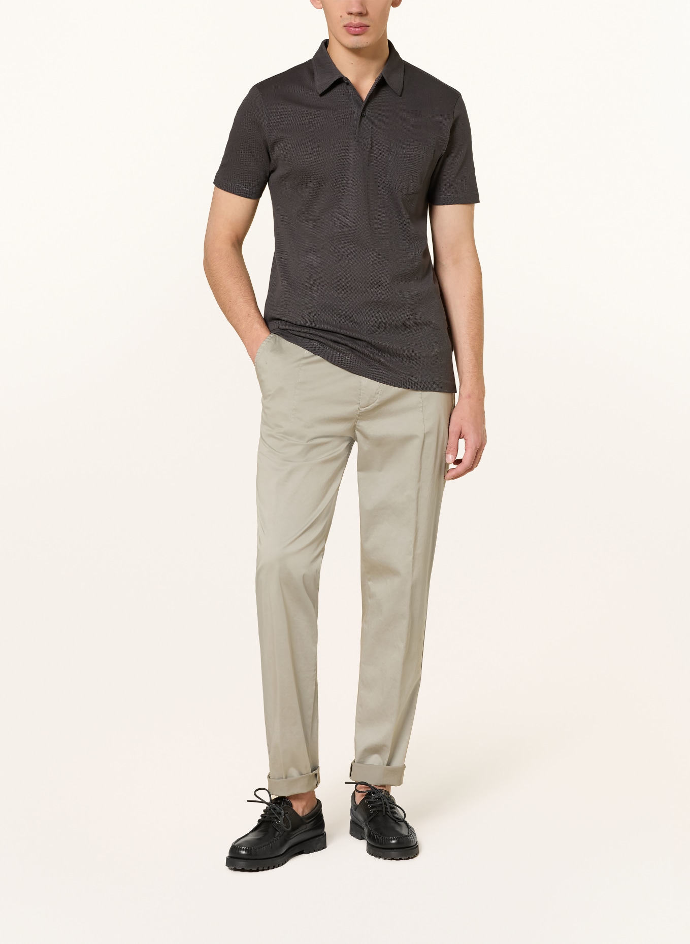 Sunspel Strick-Poloshirt RIVIERA: DUNKELGRAU