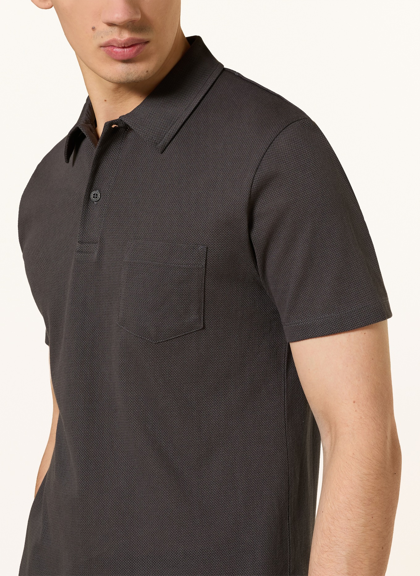 Sunspel Strick-Poloshirt RIVIERA: DUNKELGRAU