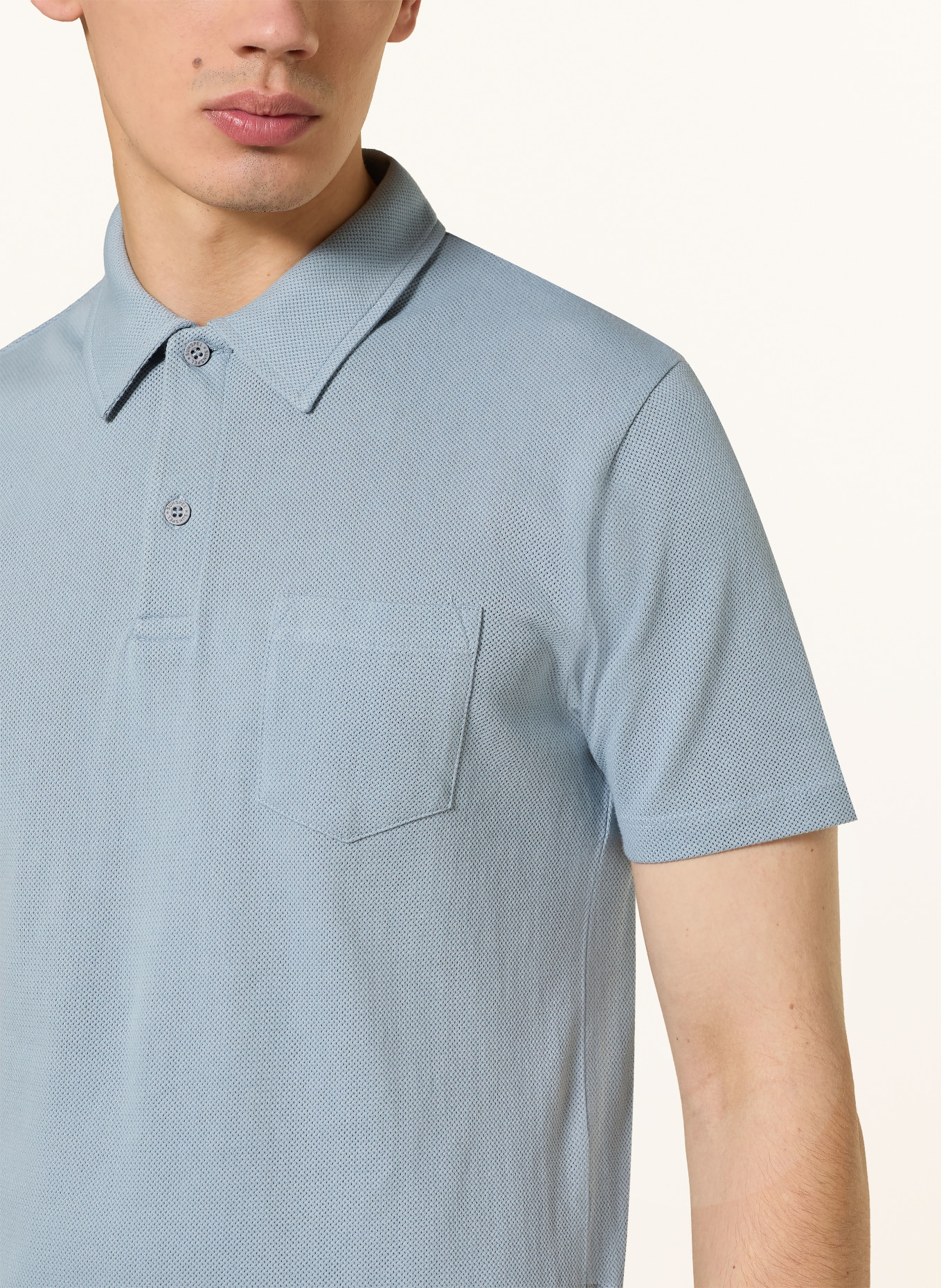 Sunspel Strick-Poloshirt RIVIERA: BLAUGRAU