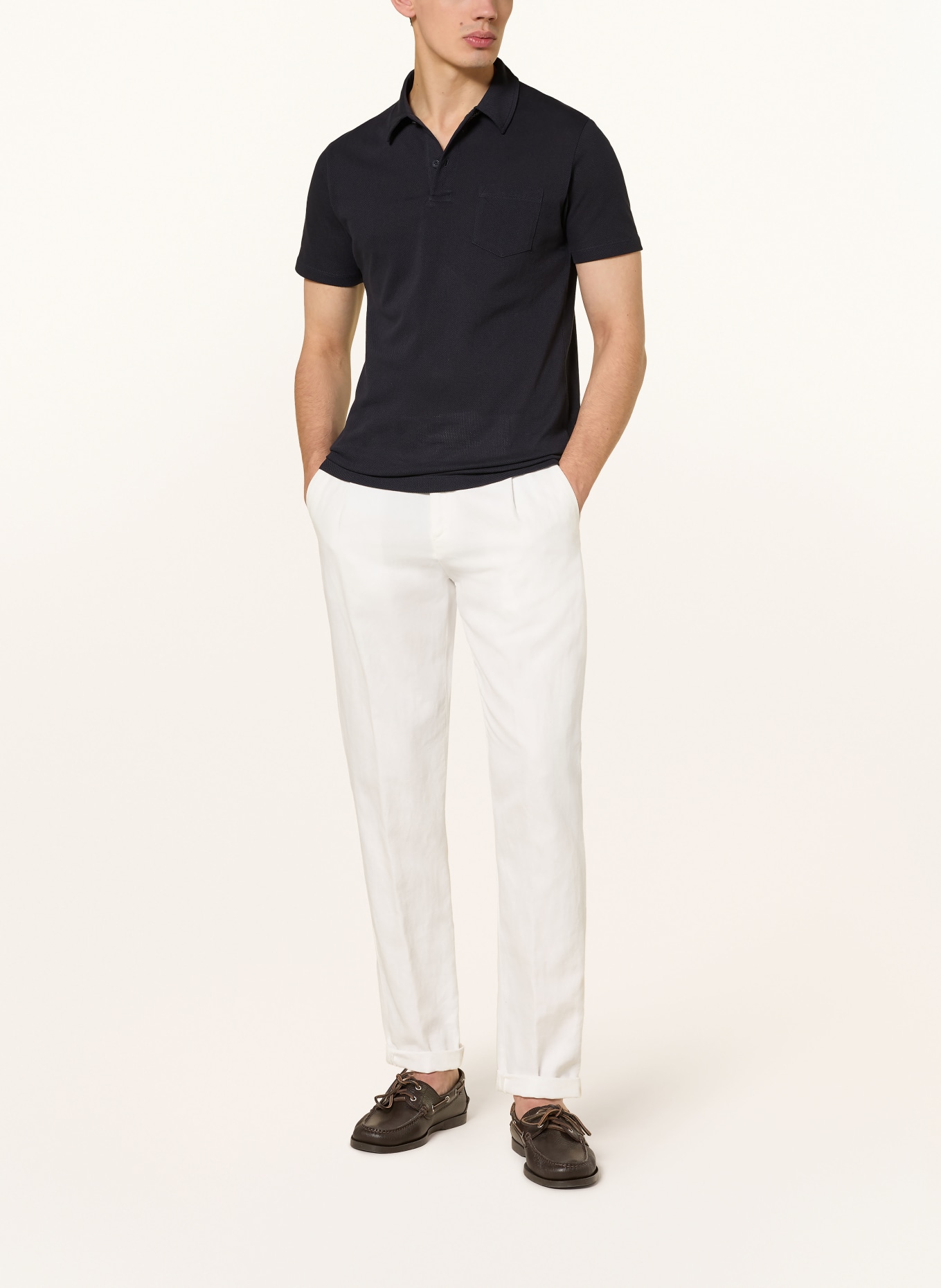 Sunspel Strick-Poloshirt RIVIERA: DUNKELBLAU