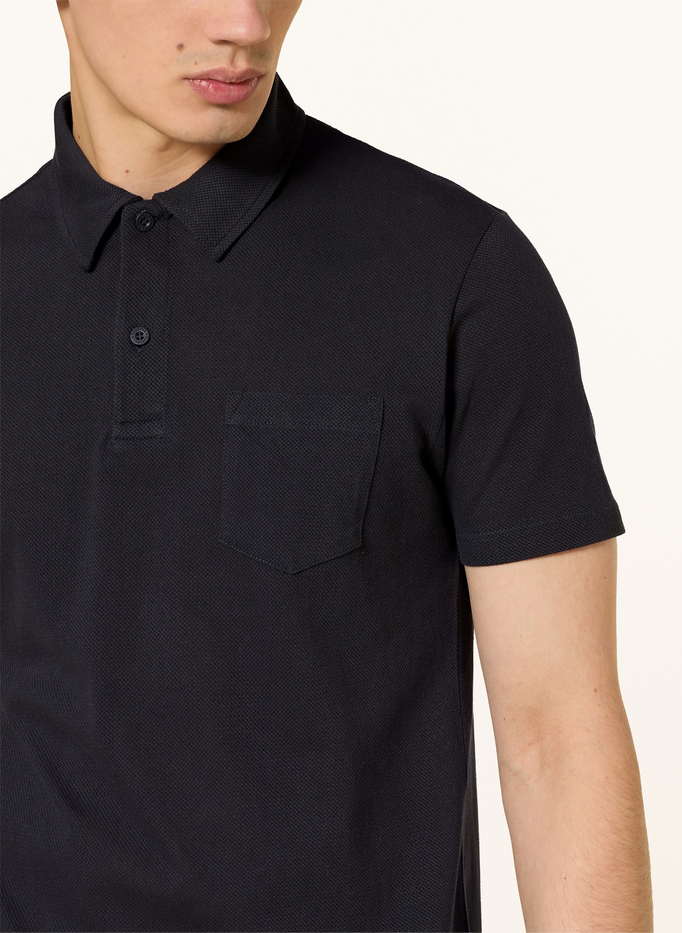 Sunspel Strick-Poloshirt RIVIERA: DUNKELBLAU