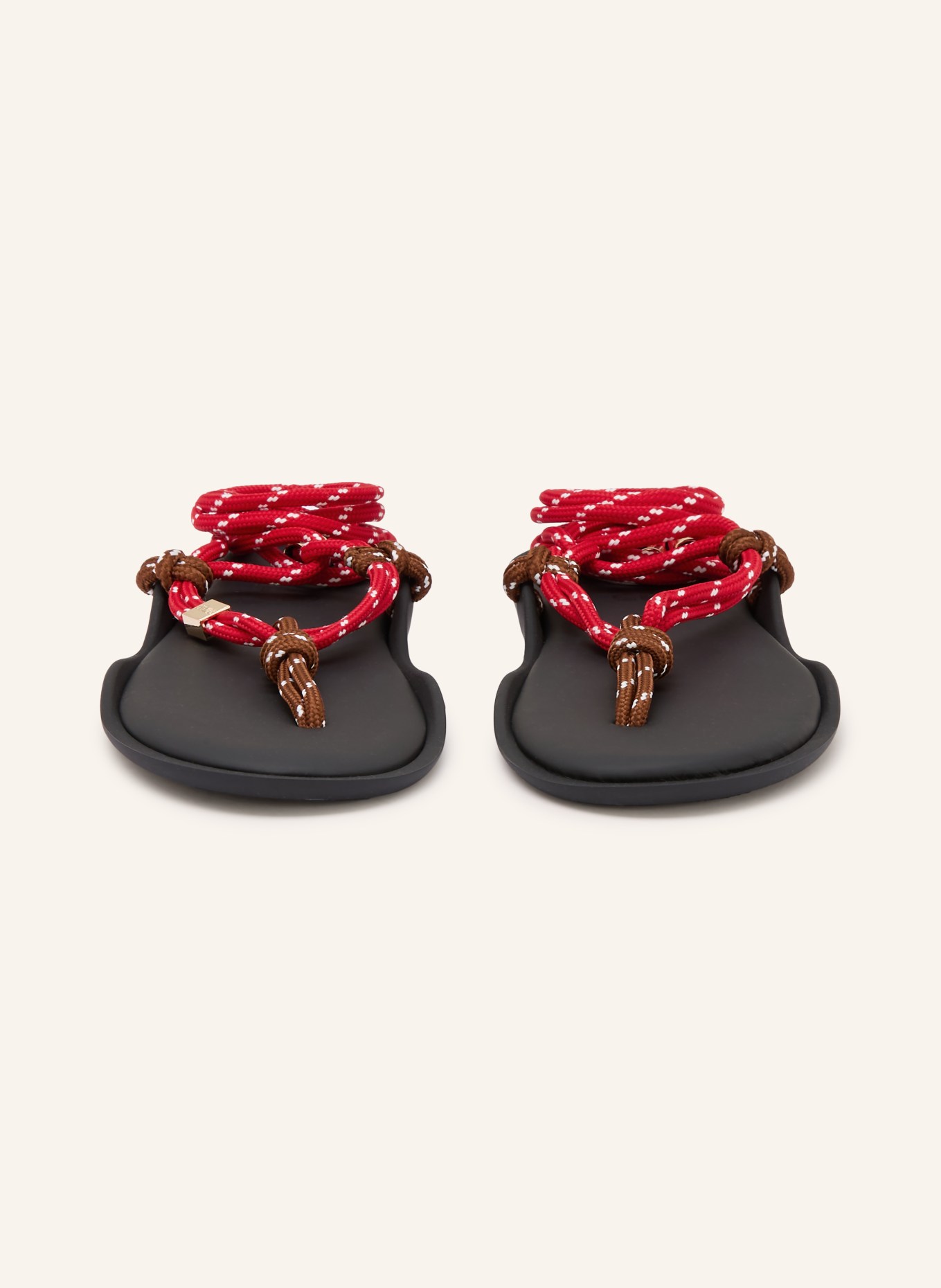 Flòwze Klapki FLÒ TWIN: CZERWONY / CIEMNOBRĄZOWY