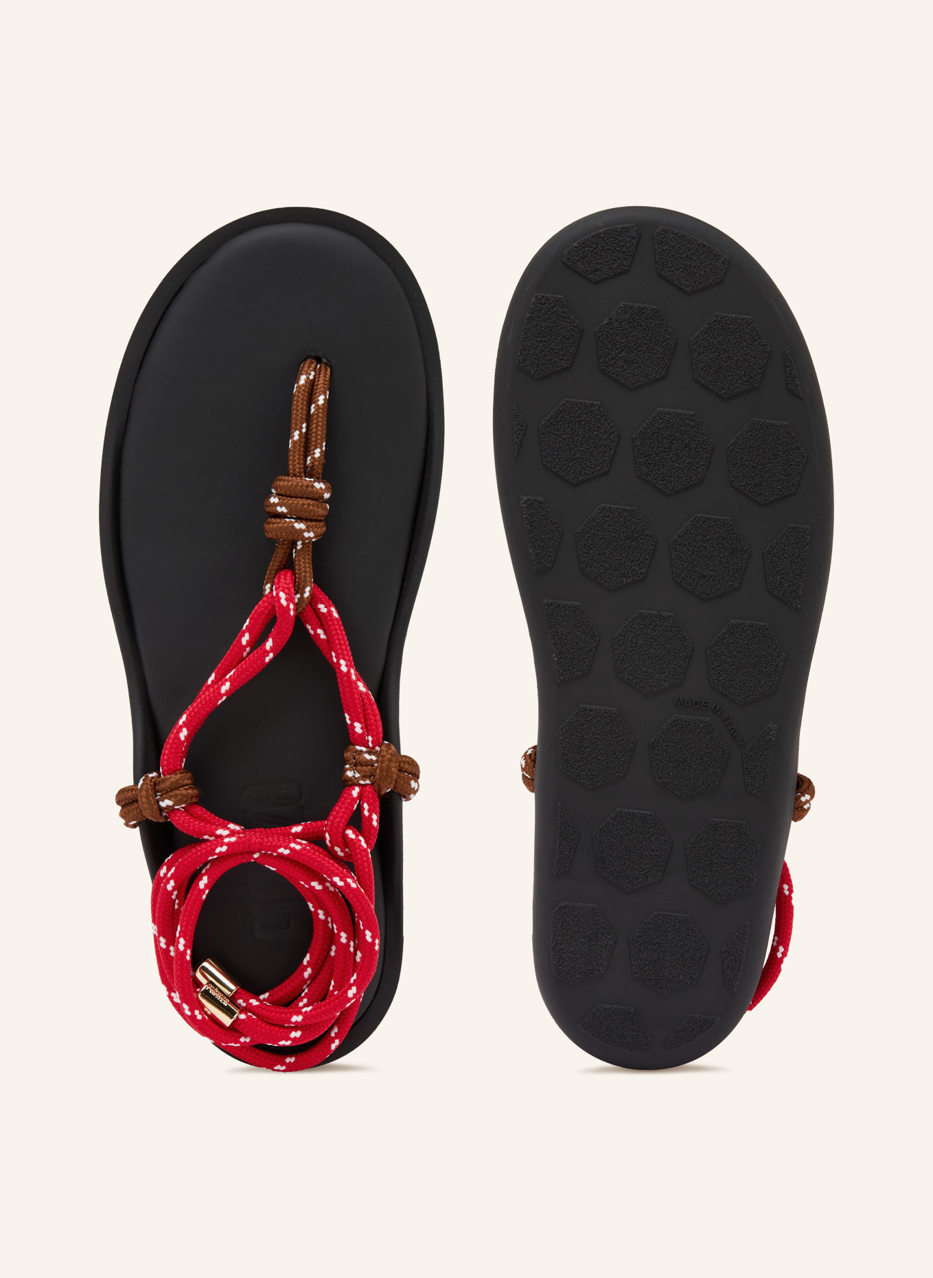 Flòwze Klapki FLÒ TWIN: CZERWONY / CIEMNOBRĄZOWY