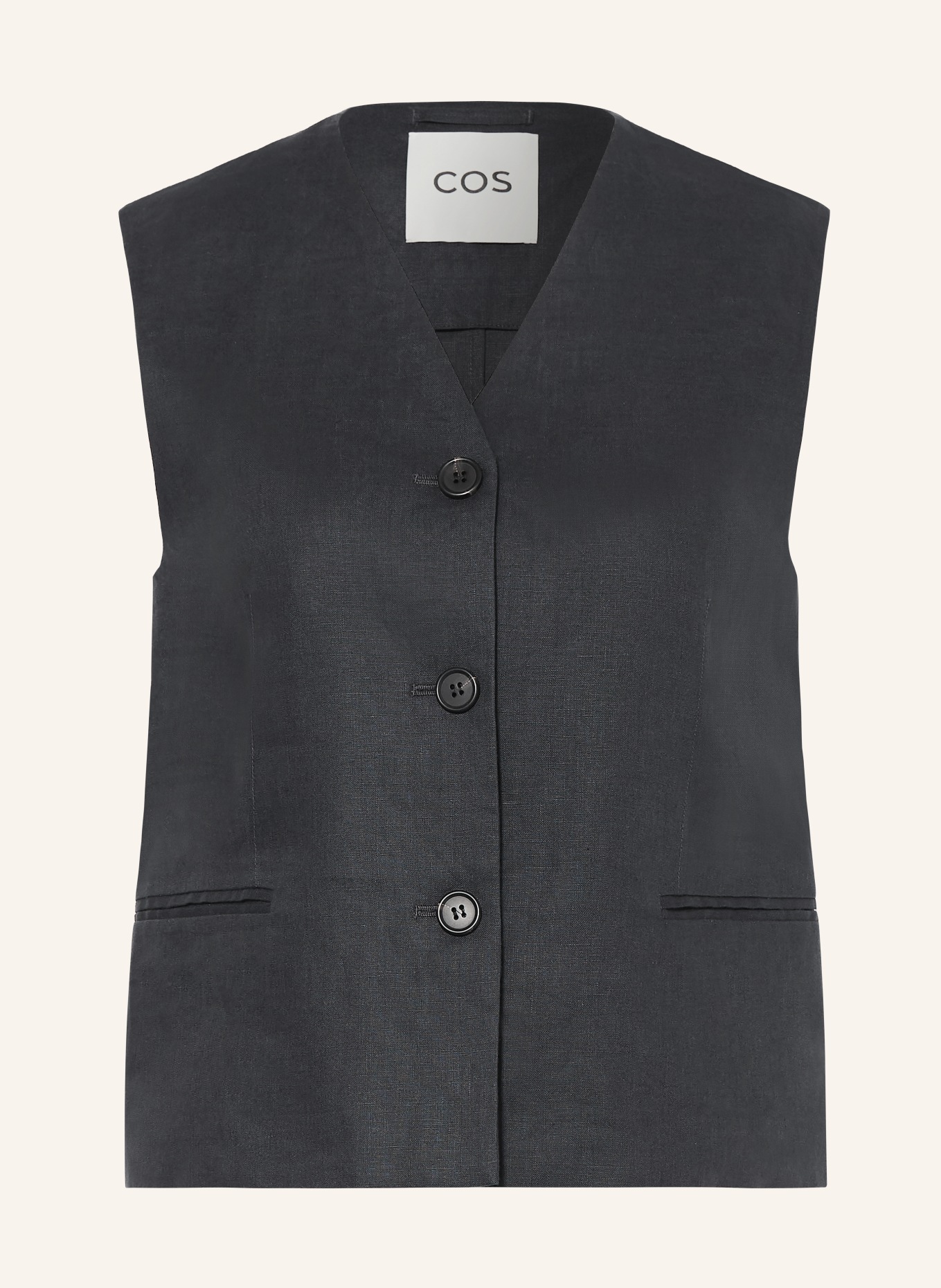 COS Linen blazer vest: BLACK