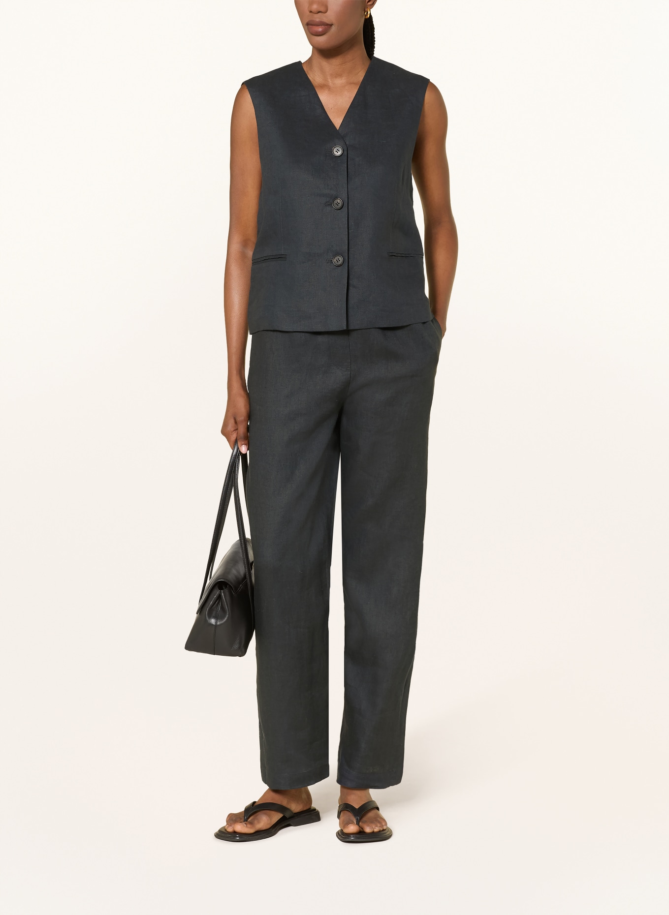 COS Linen blazer vest: BLACK