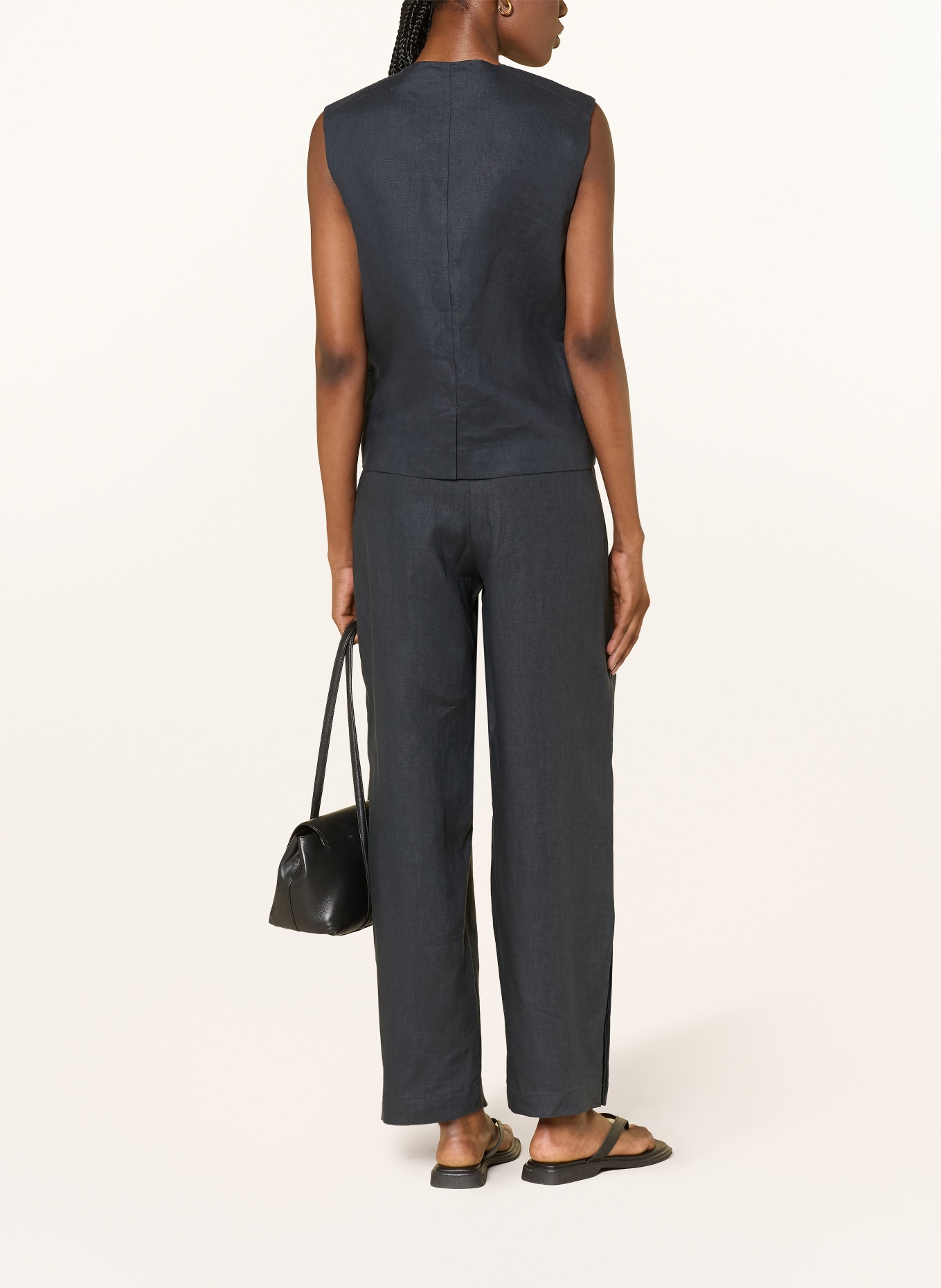 COS Linen blazer vest: BLACK