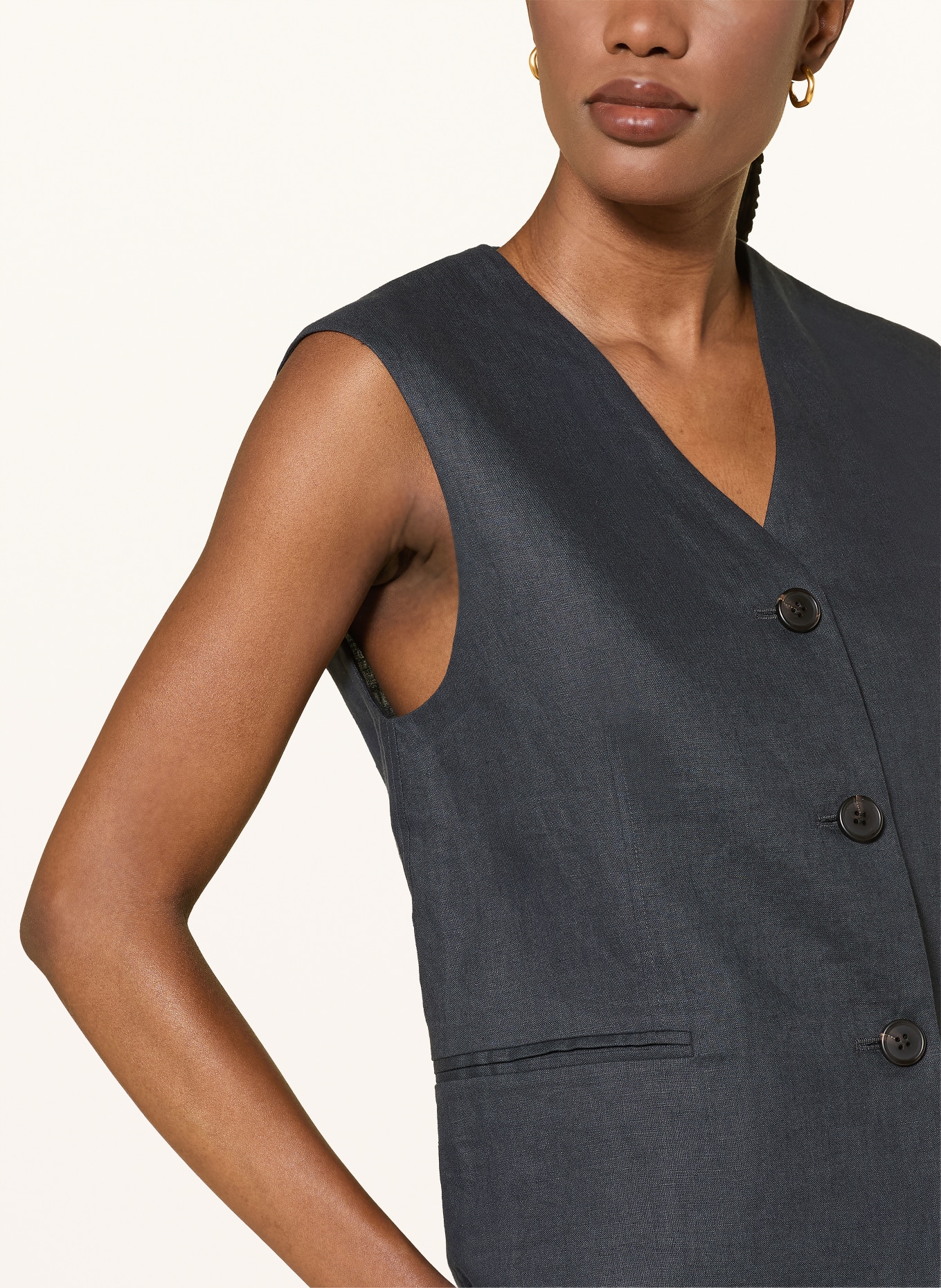 COS Linen blazer vest: BLACK