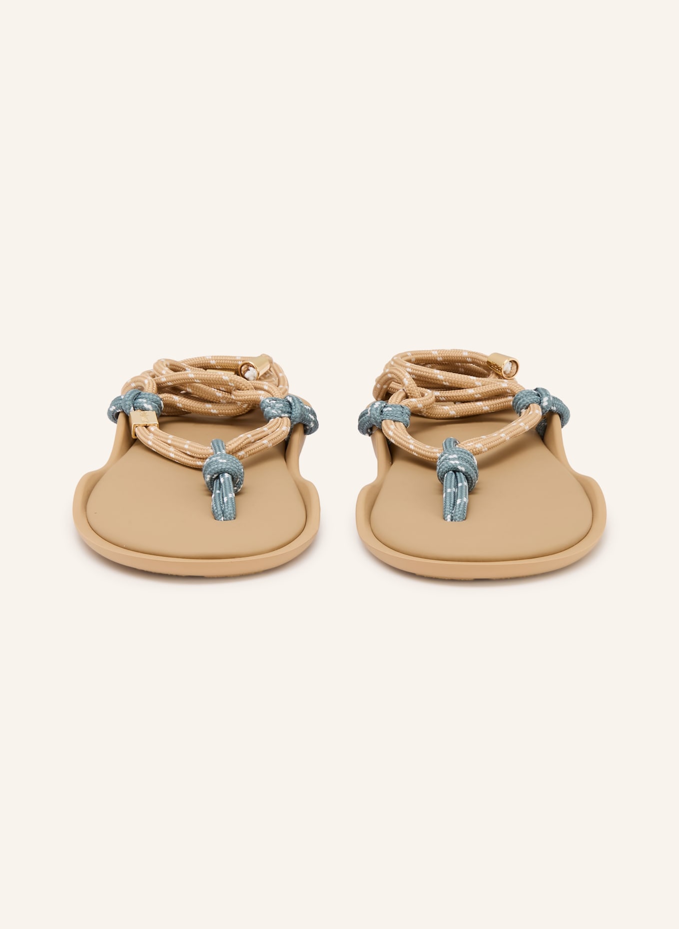 Flòwze Zehentrenner: BEIGE / PETROL