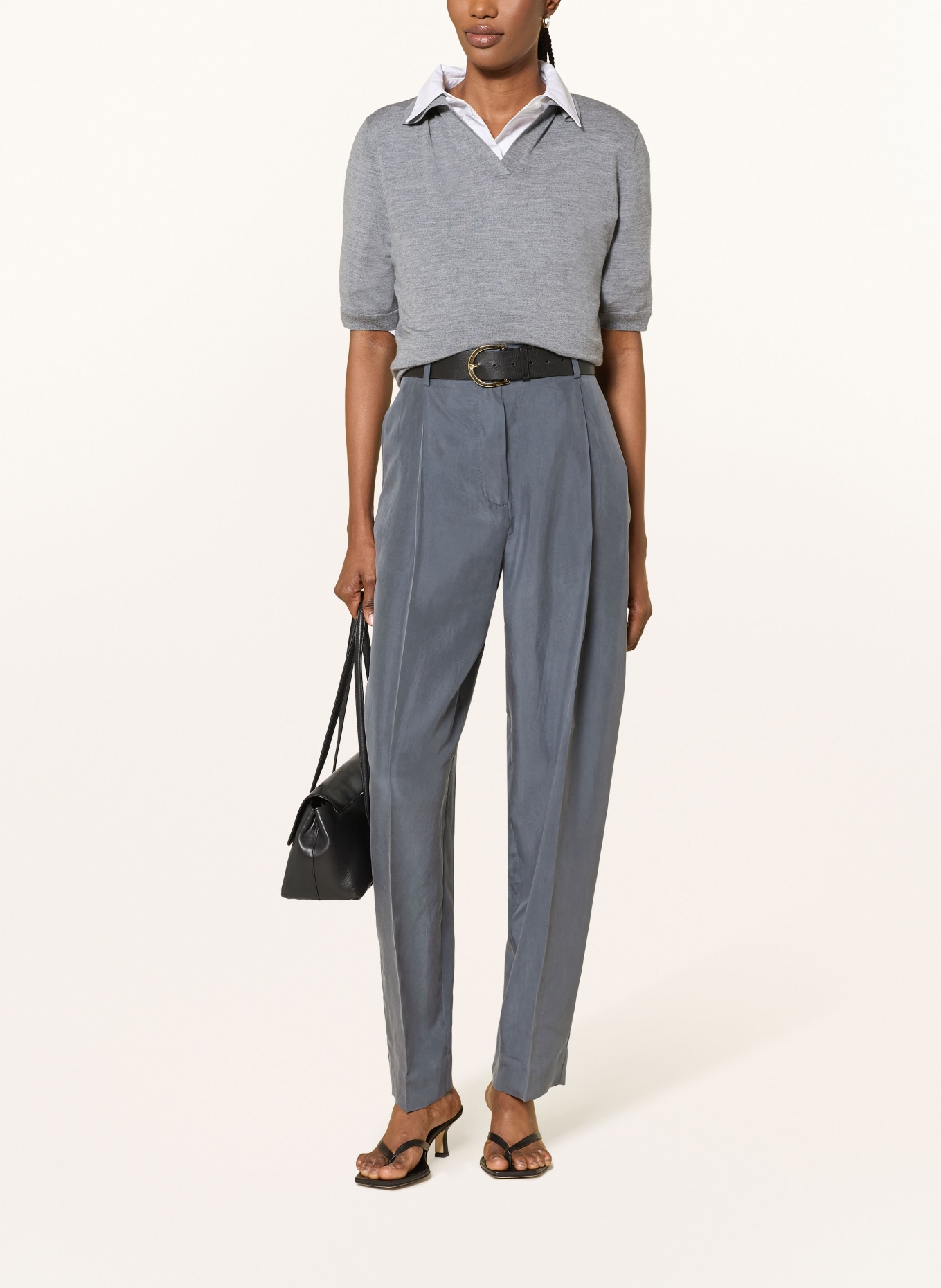 COS Zijden broek: DONKERGRIJS