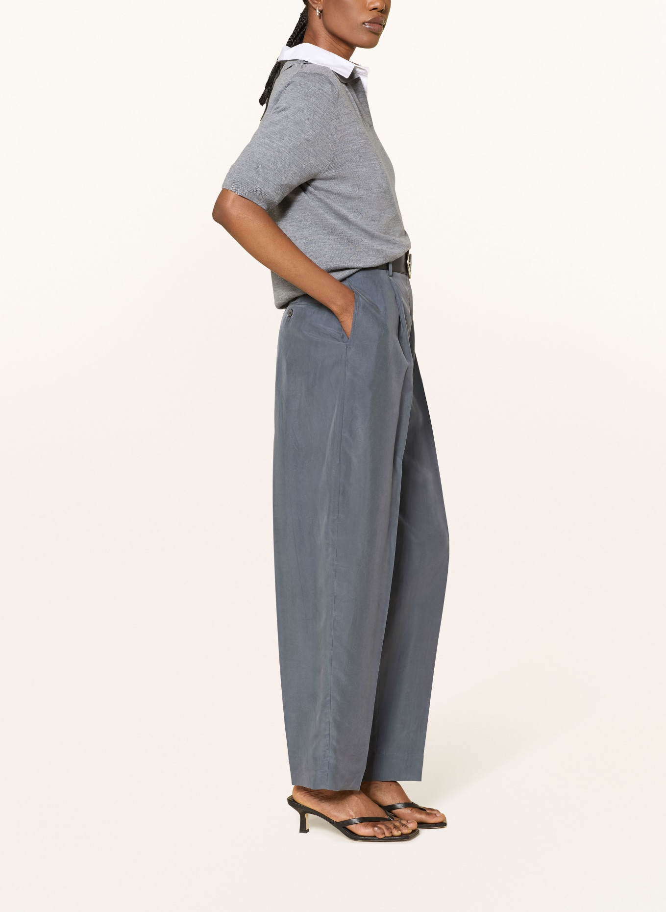 COS Zijden broek: DONKERGRIJS