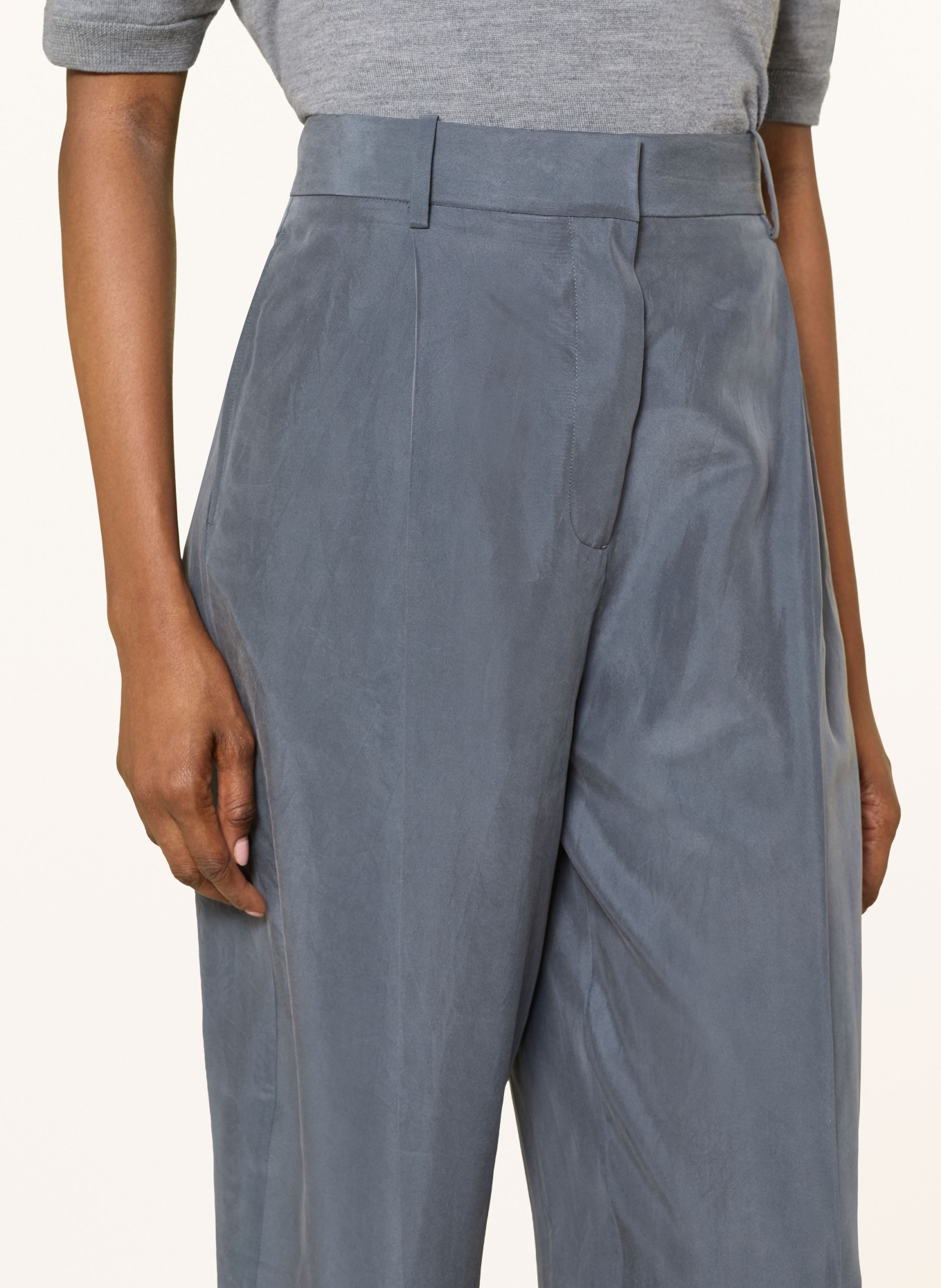 COS Zijden broek: DONKERGRIJS